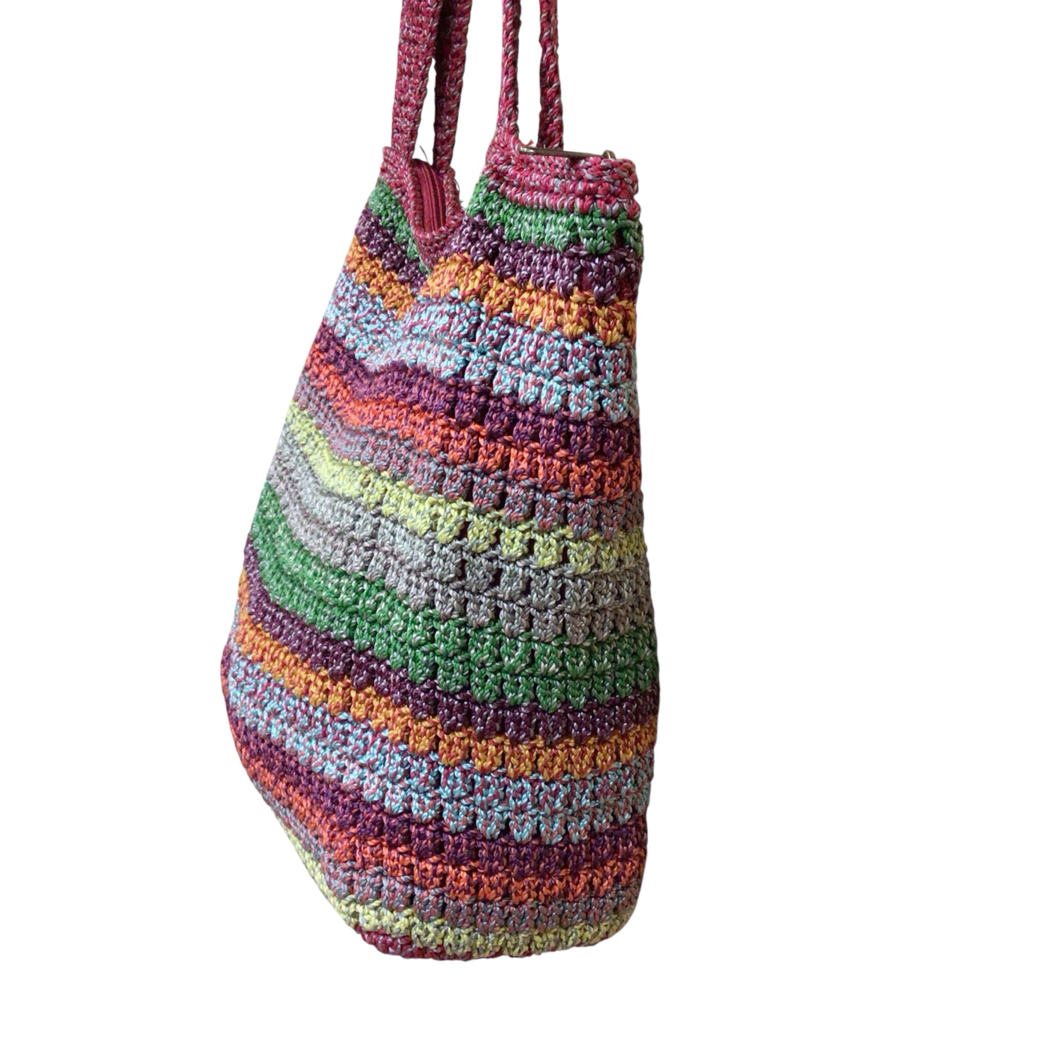 The Sak Multi-Color Striped Boho Crochet Shoulder Bag