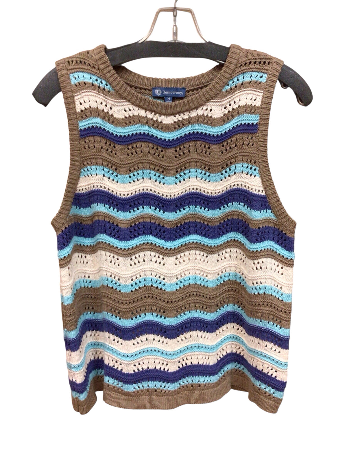 Democracy Brown & Blue Striped Sweater Vest Size Medium