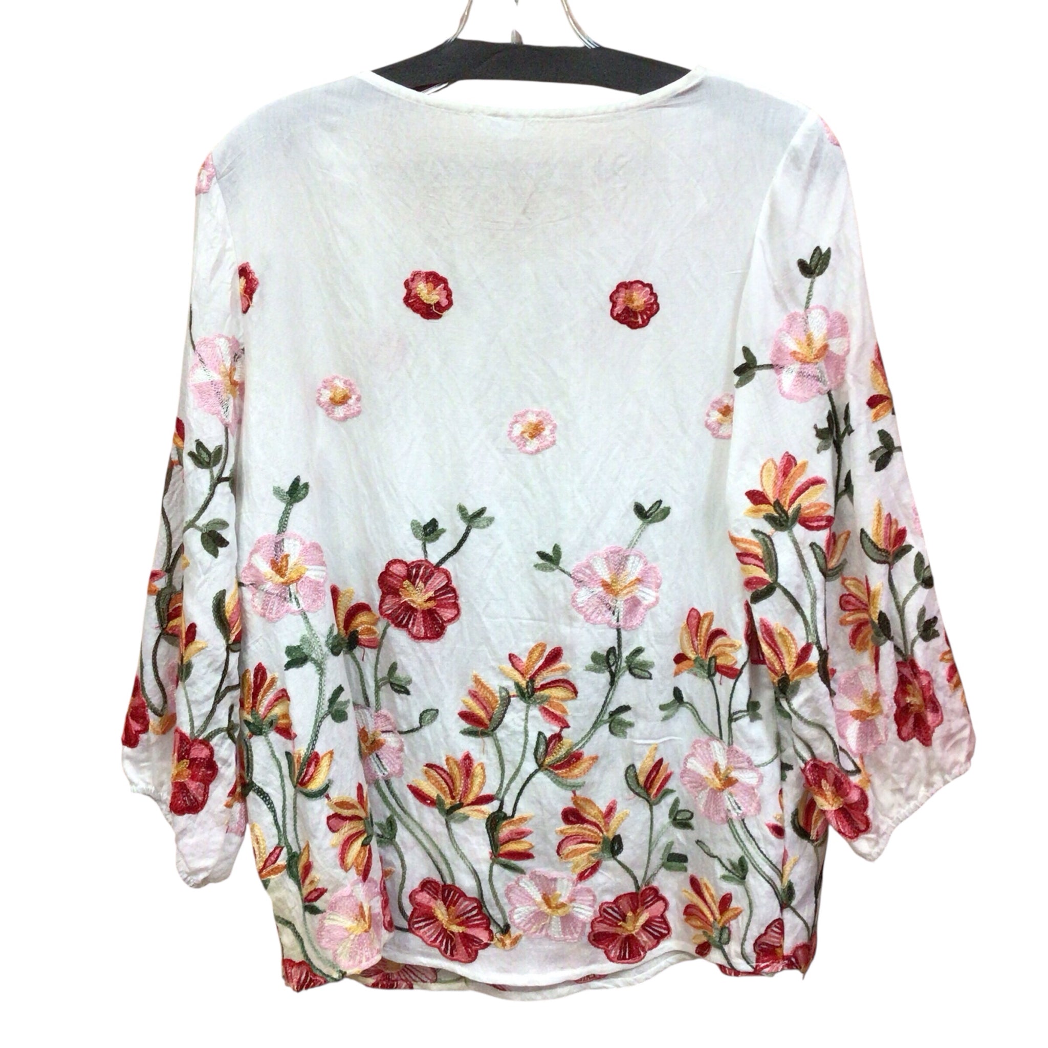 Kindred White Embroidered Long Sleeve Top Size Petite