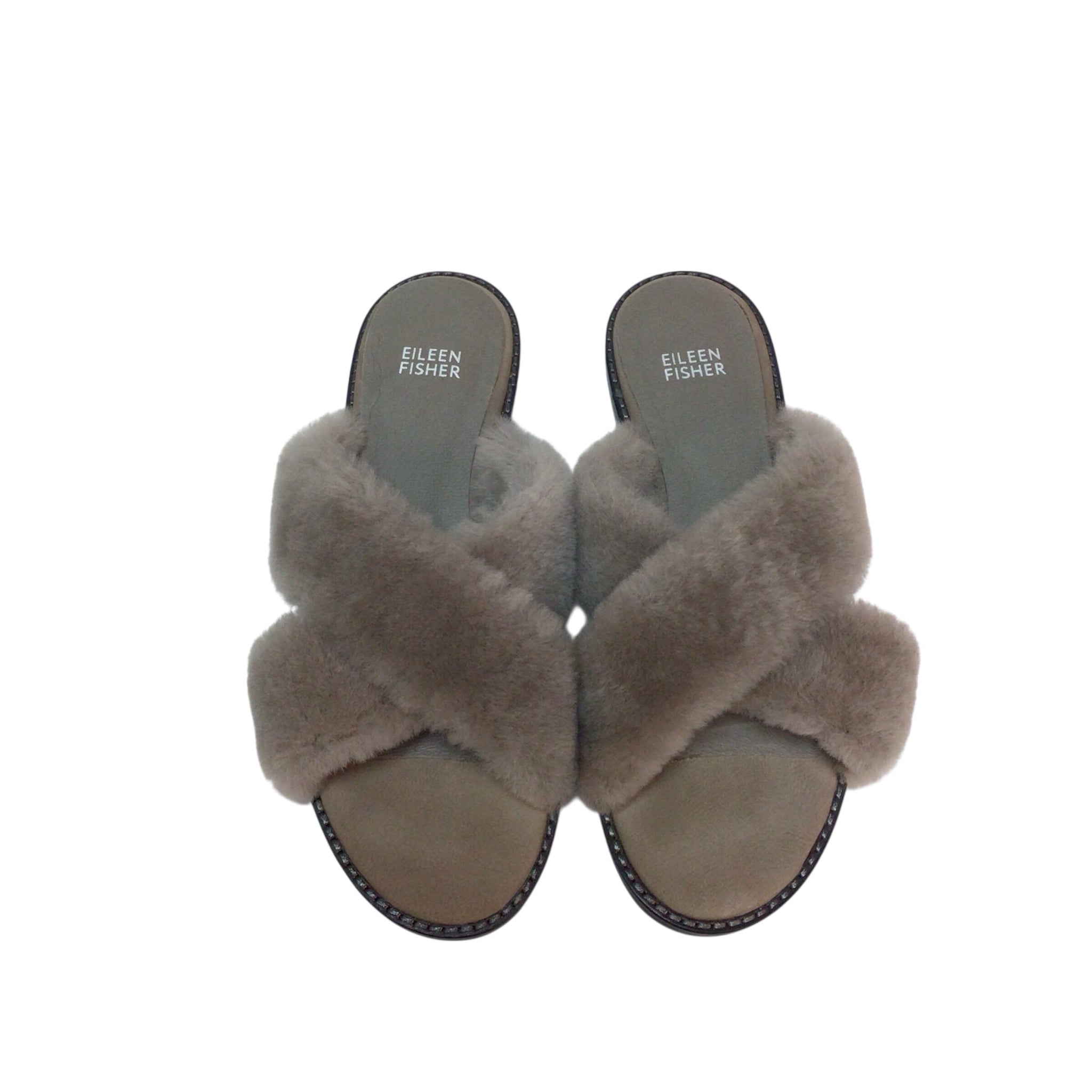 Eileen Fisher Women's Cross Shearling Gray Slipper Size 8