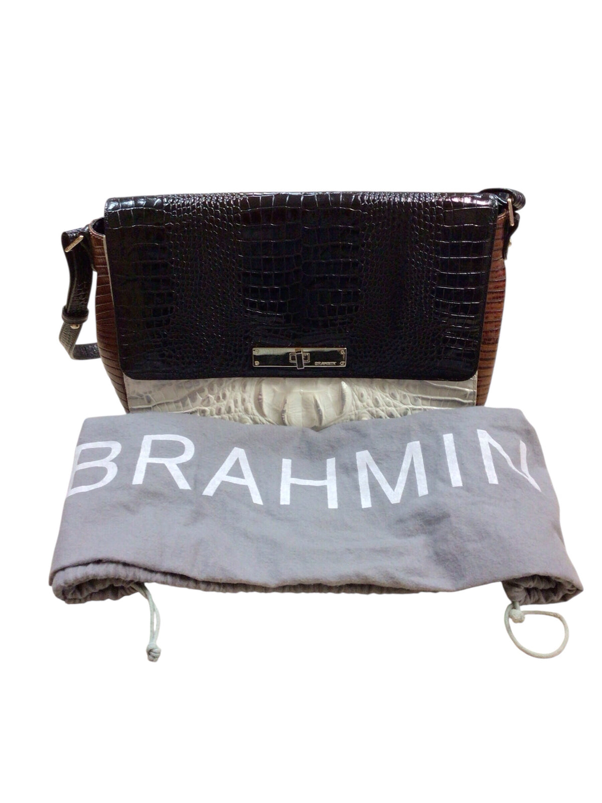 Brahmin "Thea" Croc-Embossed "Halo Amado" Leather Shoulder Bag