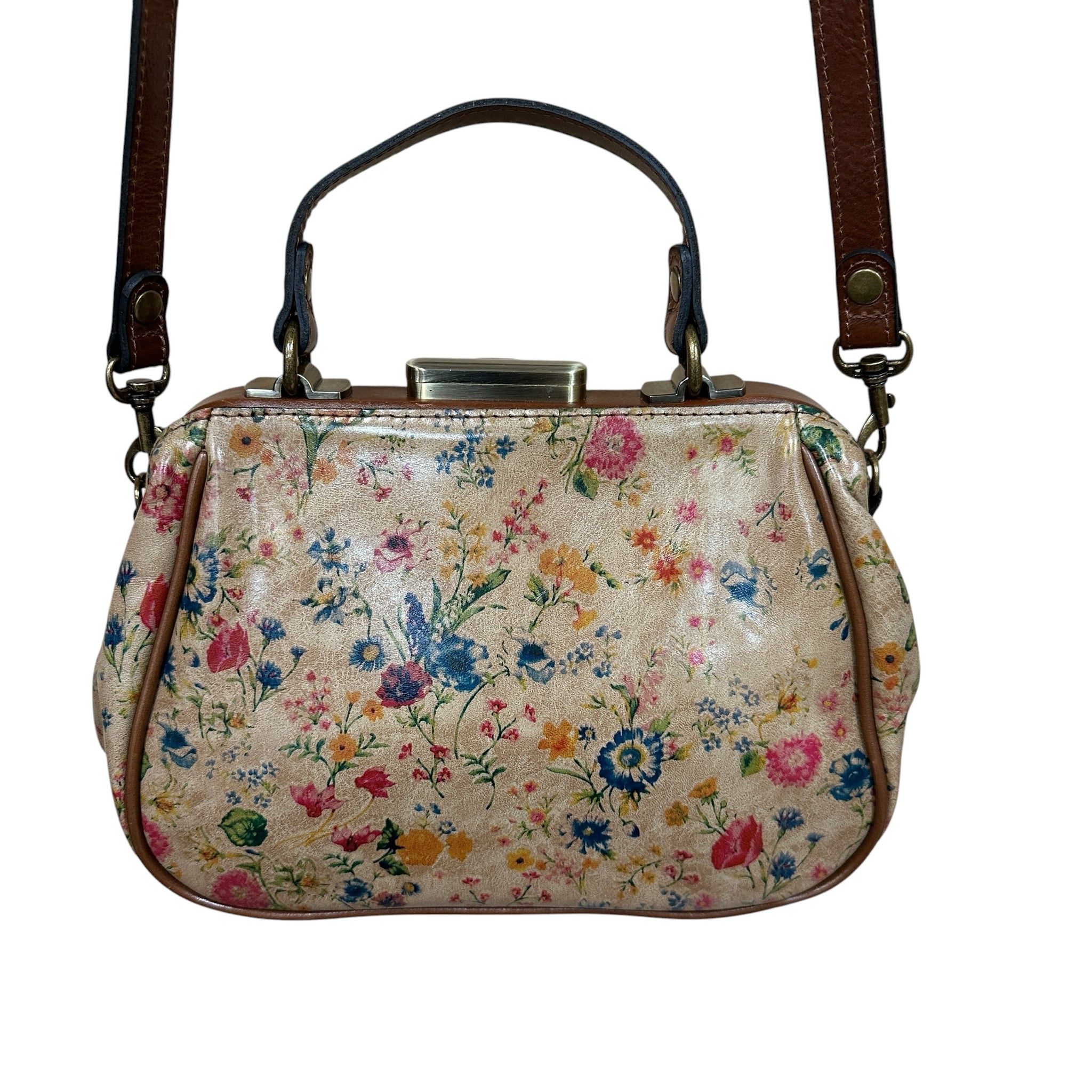 Patricia Nash "Gracchi" Prairie Rose Leather Satchel Crossbody Bag