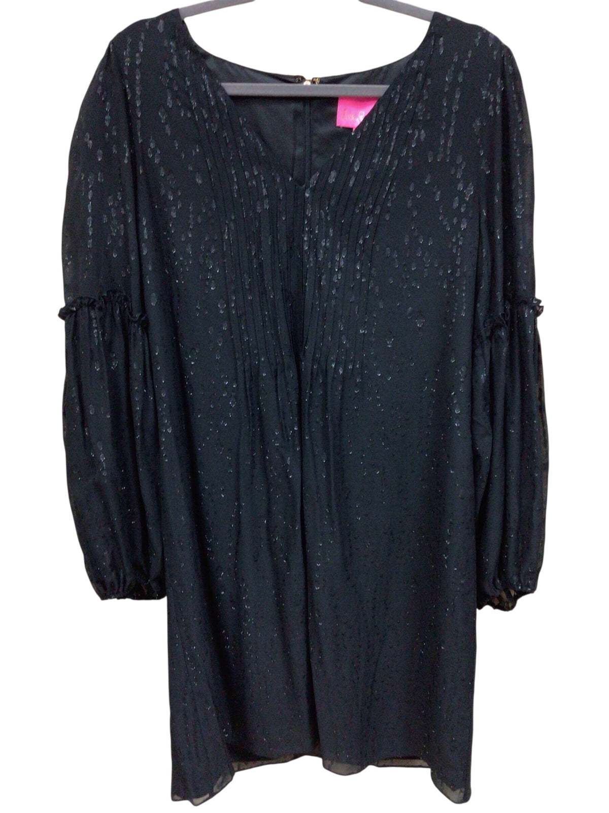 Lilly Pulitzer "Cleme" Long Sleeve Black Silk Dress Size 12 NWT