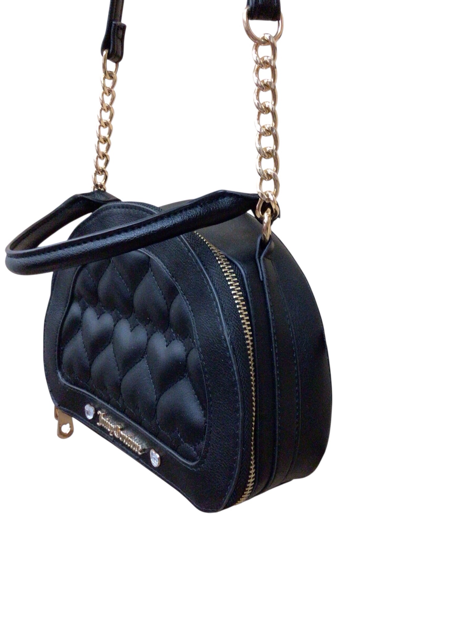 Juicy Couture Black Faux-Leather Dome Satchel Crossbody Bag