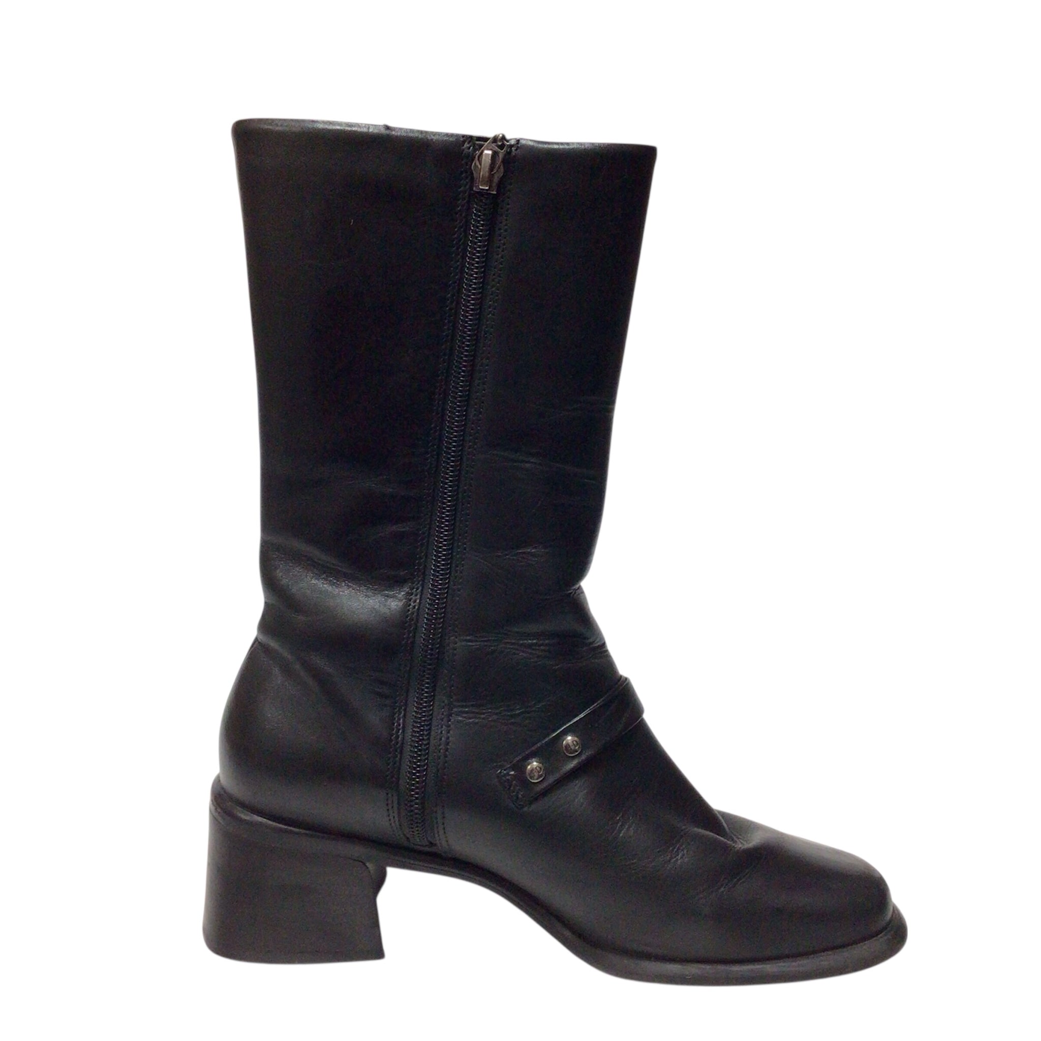 Harley Davidson Black Leather Bike Boots Size 7