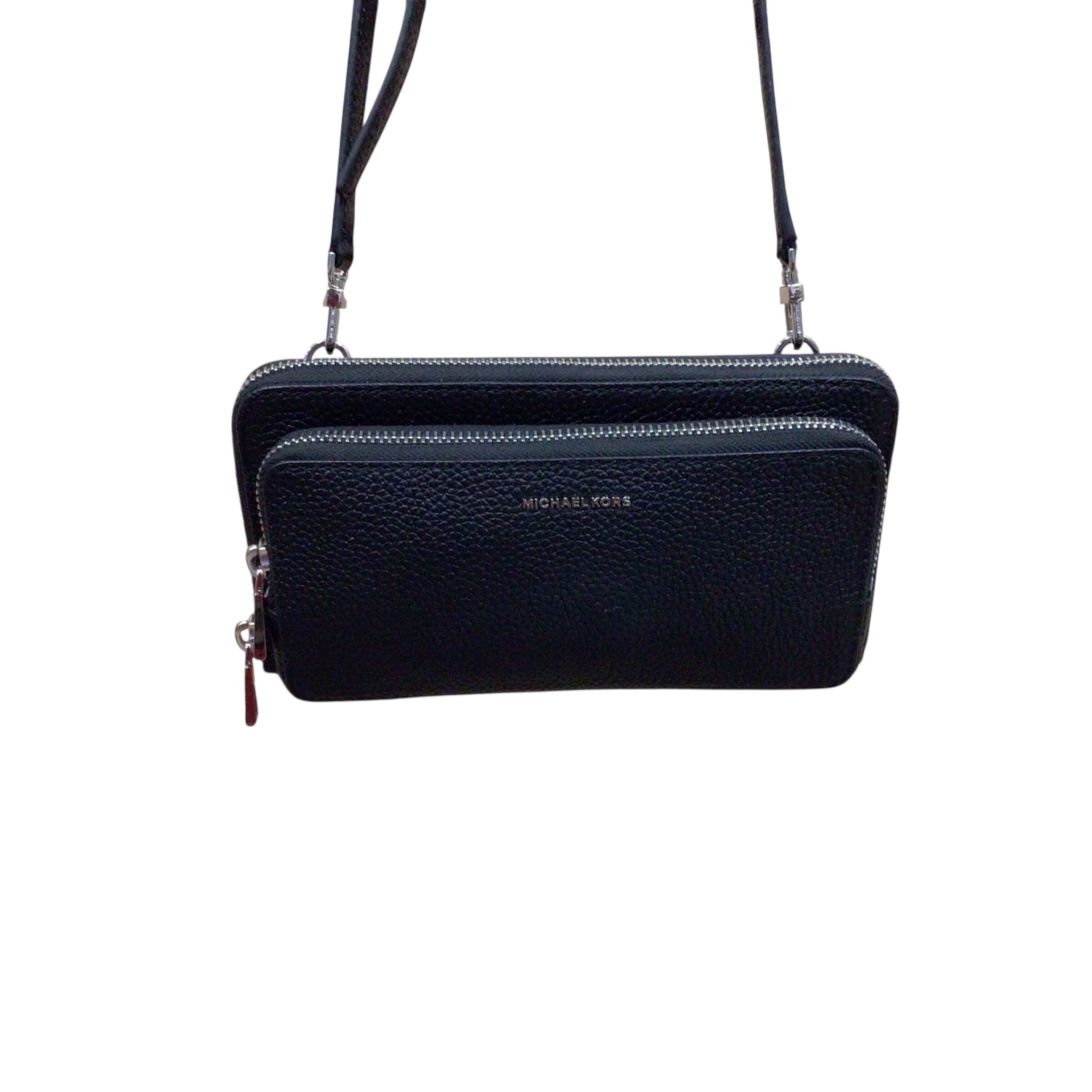 Michael Kors Black Pebbled Leather Crossbody Wallet