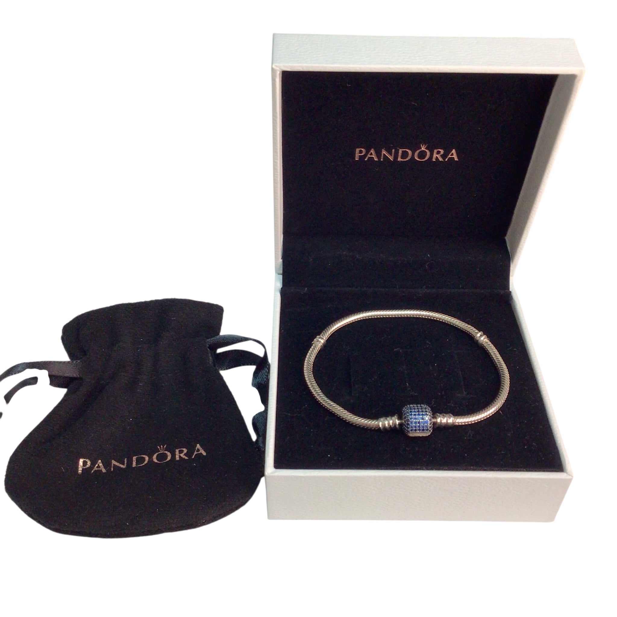 Pandora Moments Sparkling Pave Clasp Sterling Silver Snake Chain Bracelet
