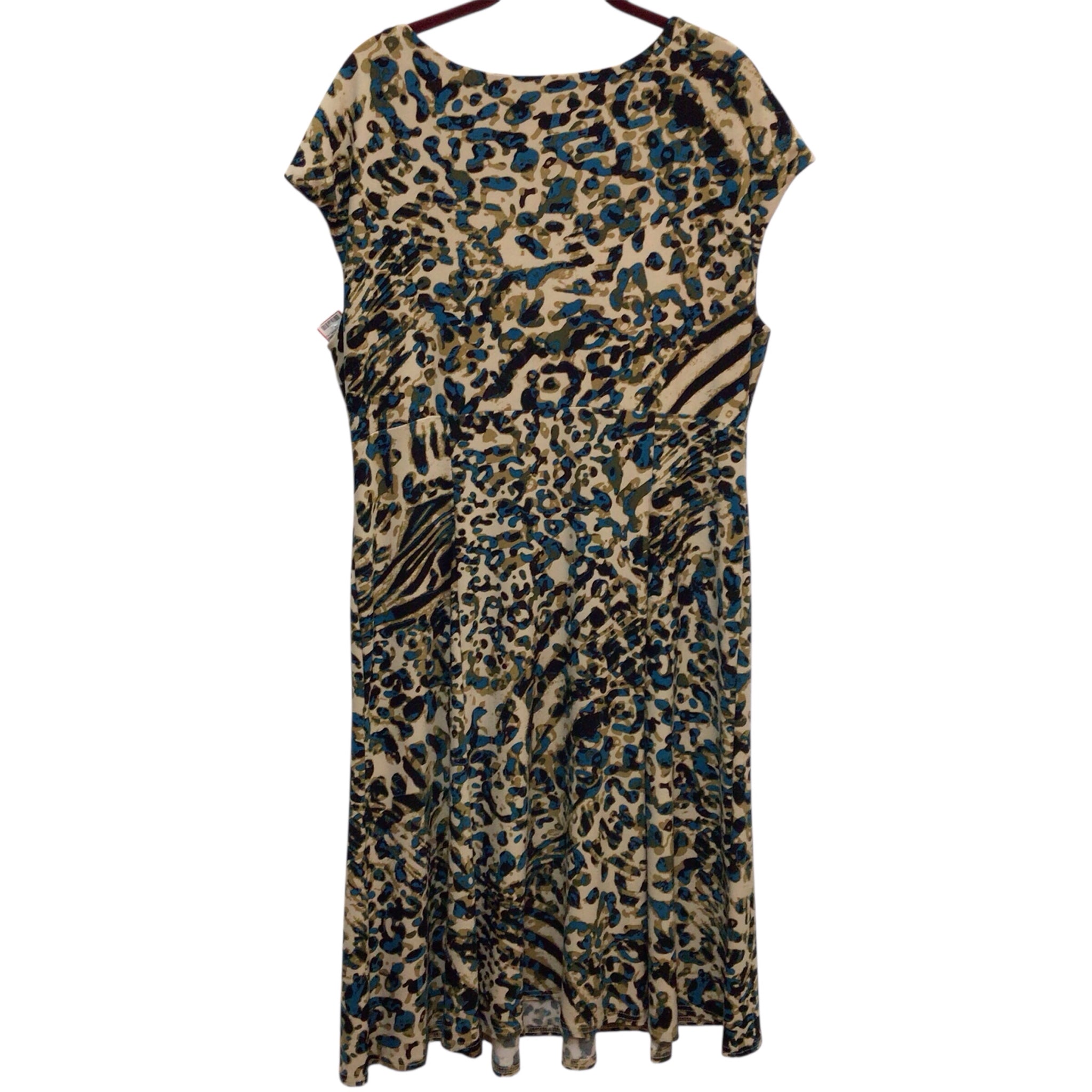 Jones NY Tan, Blue, Black Animal Print Dress Size 16