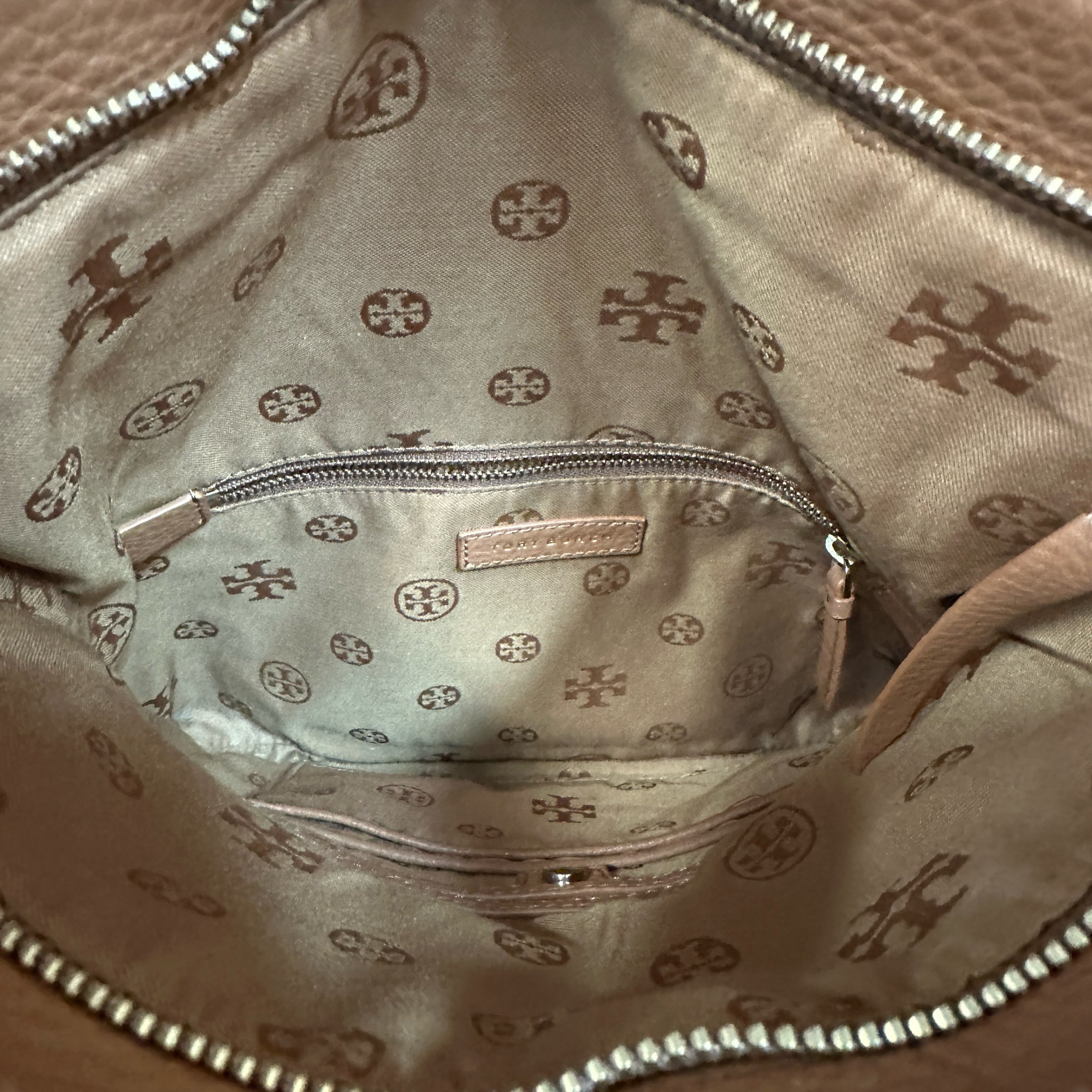 Tory Burch Brown Pebbled Leather Foldover Crossbody Bag