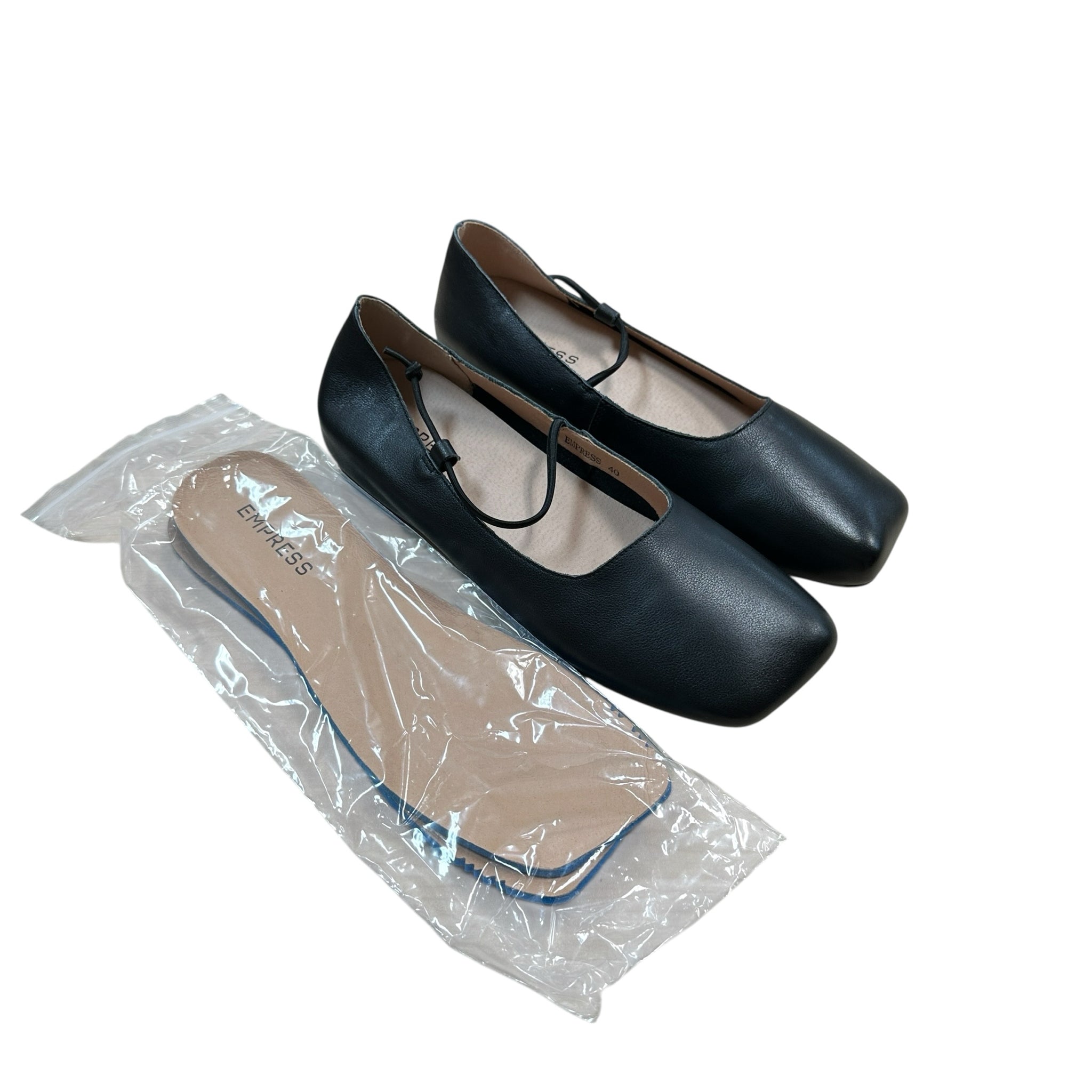 Empress Black Square Toe Flats Size 9