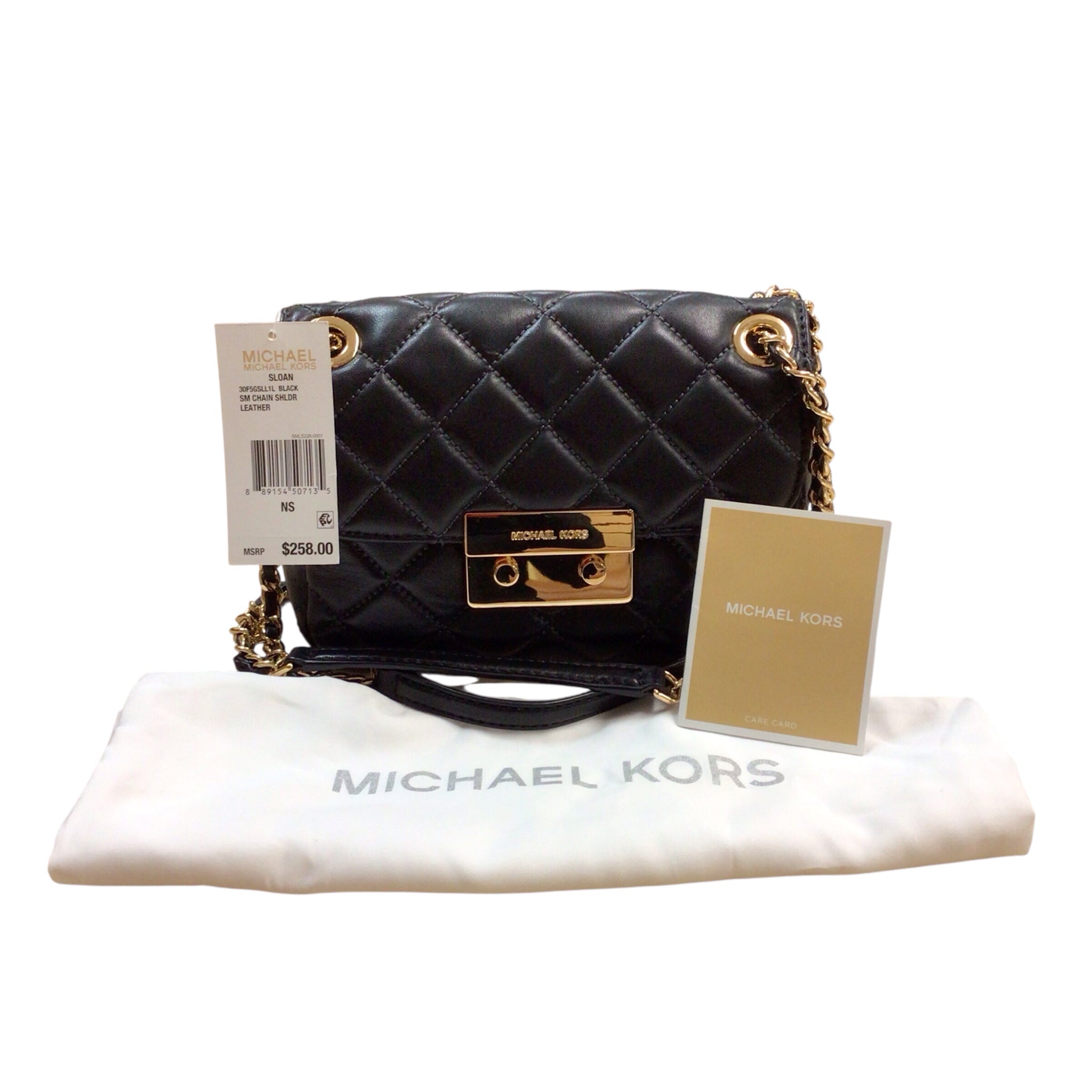 Michael Kors "Sloan" Small Quilted Black Leather Shoulder Bag