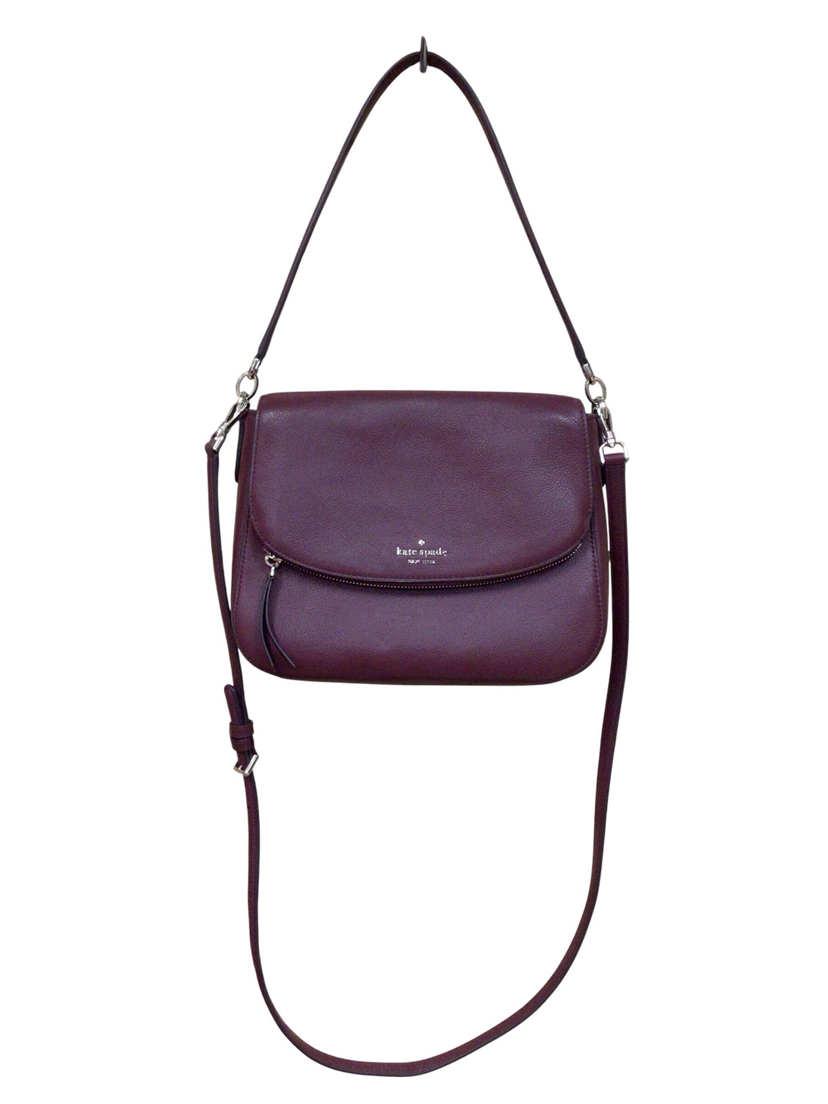 Kate Spade "Jackson" Burgundy Leather Medium Flap Shoulder Crossbody Bag