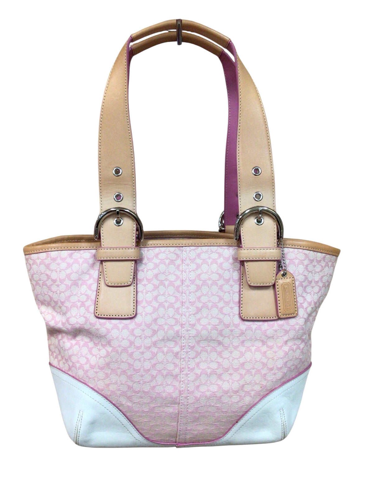 Coach 6383 Vintage Signature Canvas Pink & White Tote