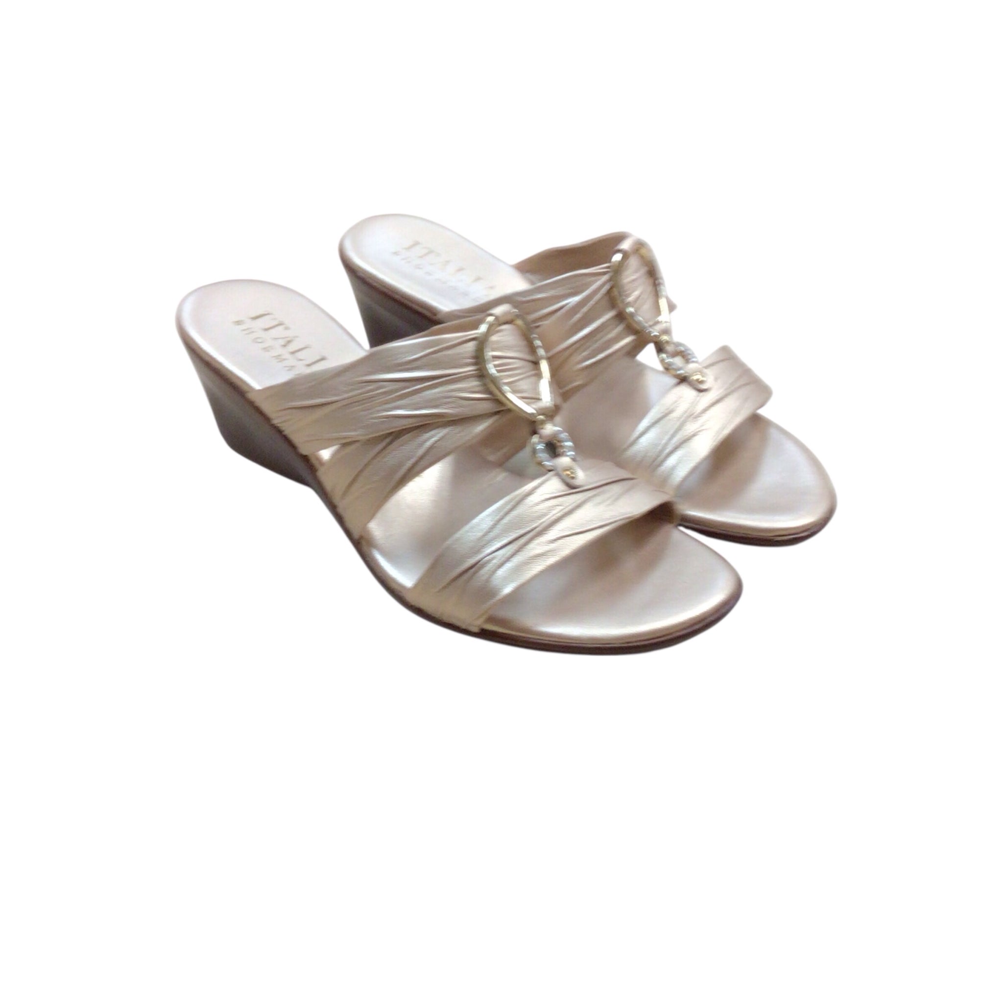 Italian Shoemakers Gold Wedge Heels Size 7