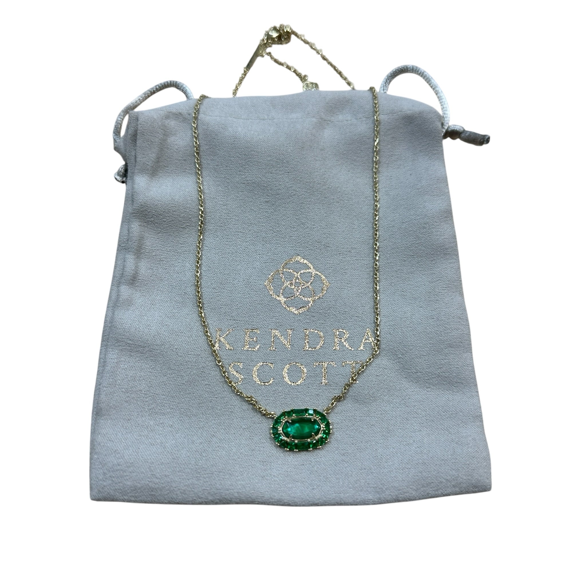 Kendra Scott "Elisa" 14K Yellow Gold Brass Emerald Cat's Eye Necklace