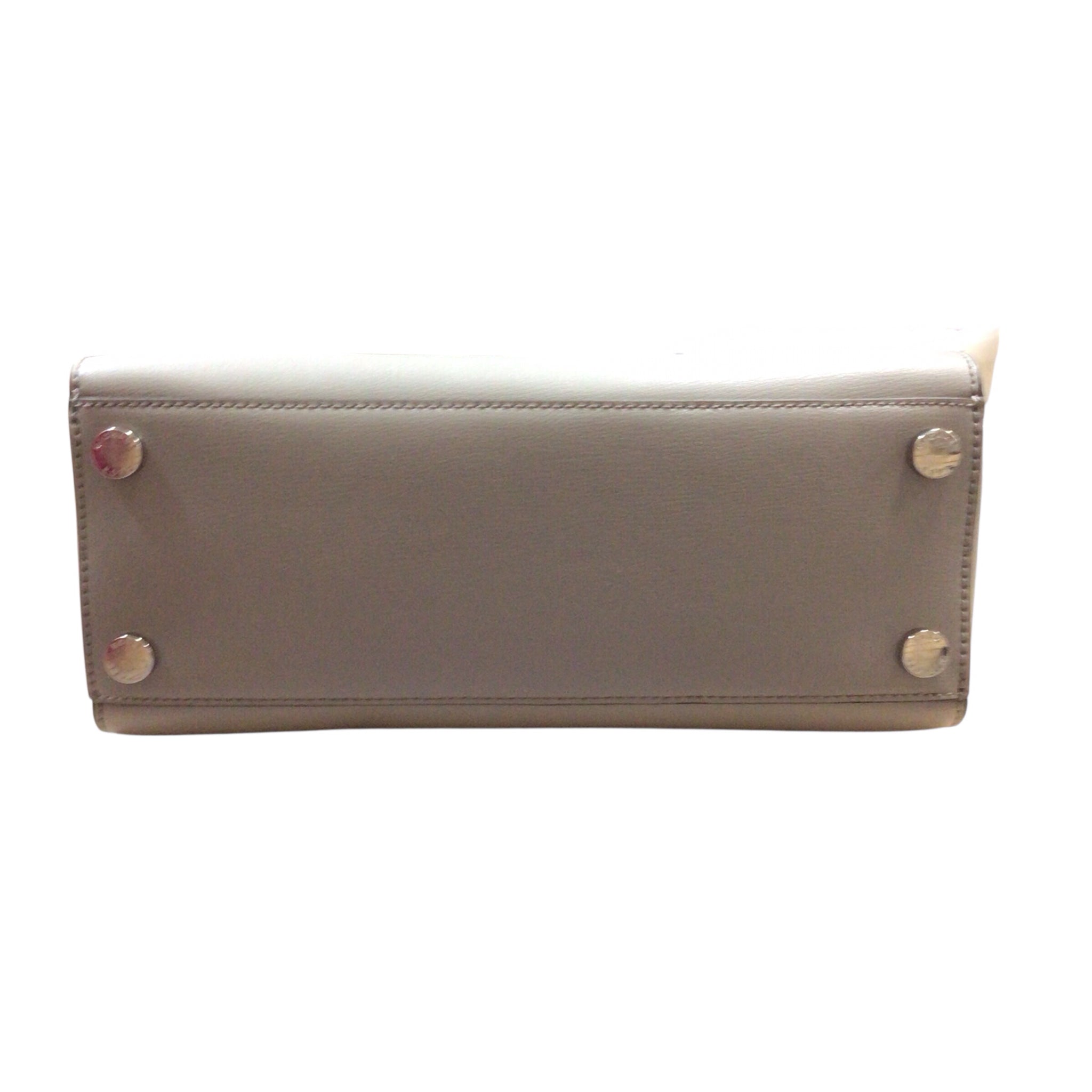 Michael Kors "Ellis" Large Gray Leather Satchel Crossbody Bag