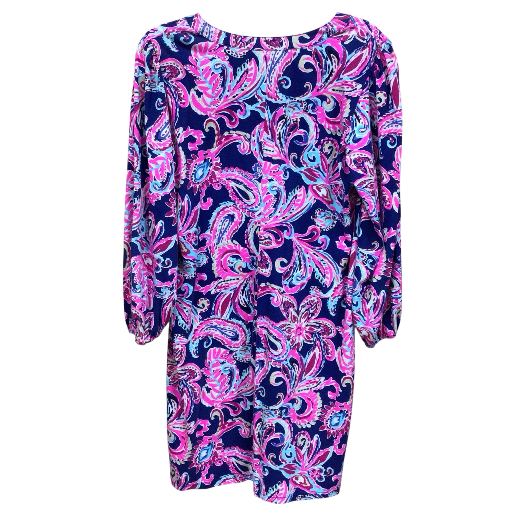 Lilly Pulitzer "Emery Straight Fit Paisley Print" 3/4 Sleeve Dres Size Large