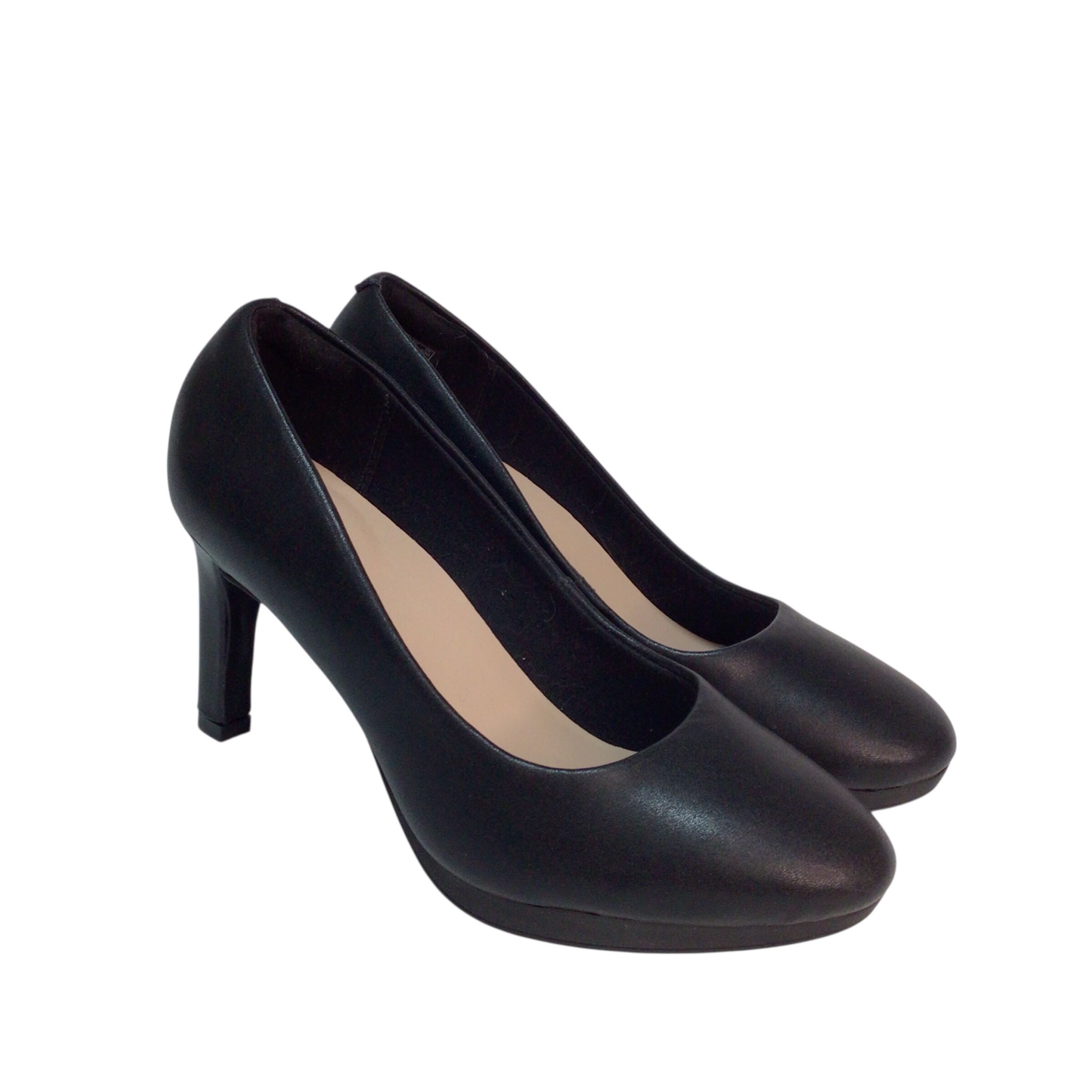 Clarks Amber Joy Black Leather Heels Size 6.5