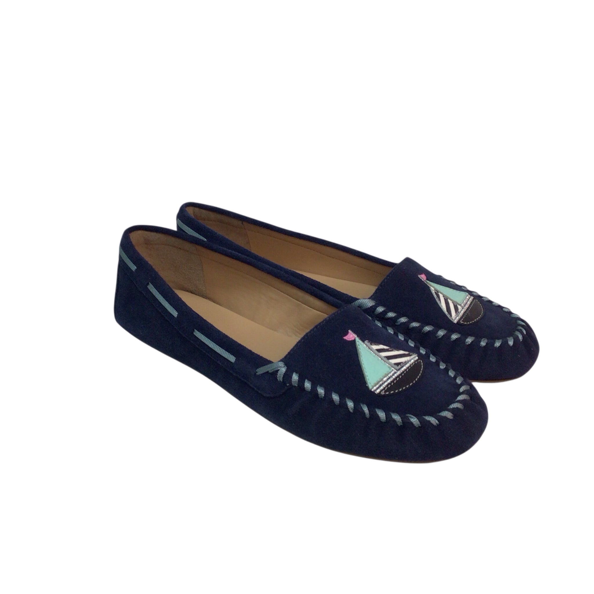 Talbots Women's Indigo Blue Everson Sailboat Moccasins Size 8