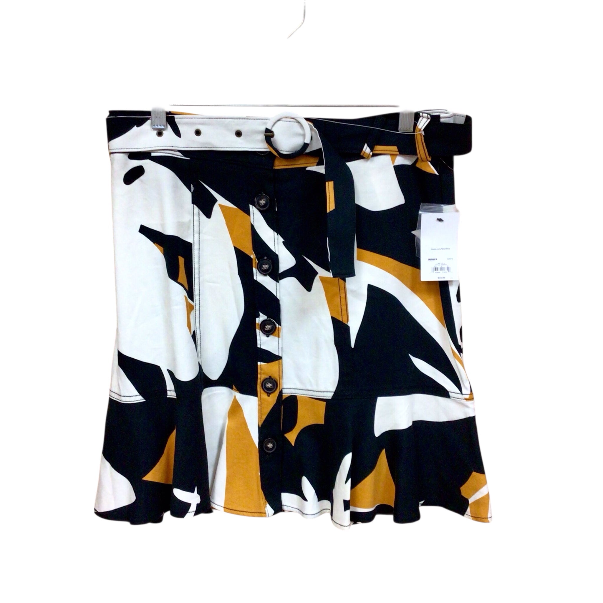 Nine West Black White & Yellow Skirt Size Medium NWT