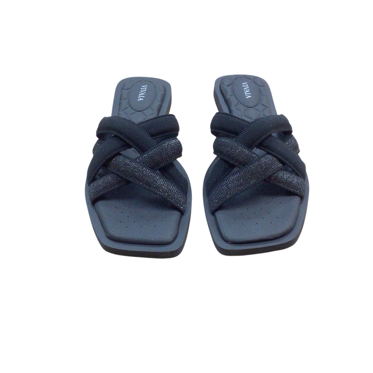 Vivaia Pillow Top Slide Mayara Black Strappy Sandals Size 8 US 38.5 Euro