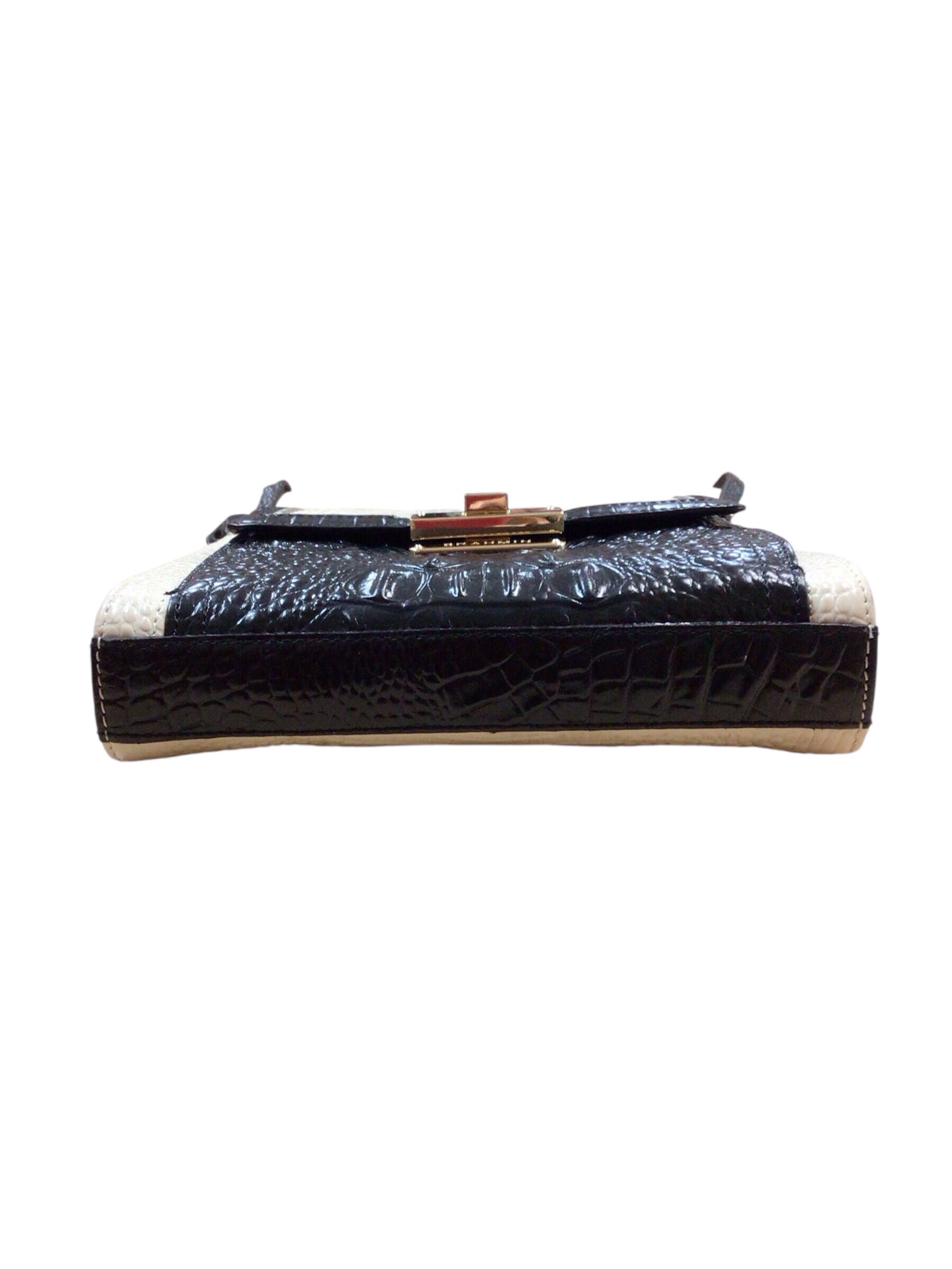 Brahmin Mimosa Convertible Black & Ivory Croc-Embossed Crossbody