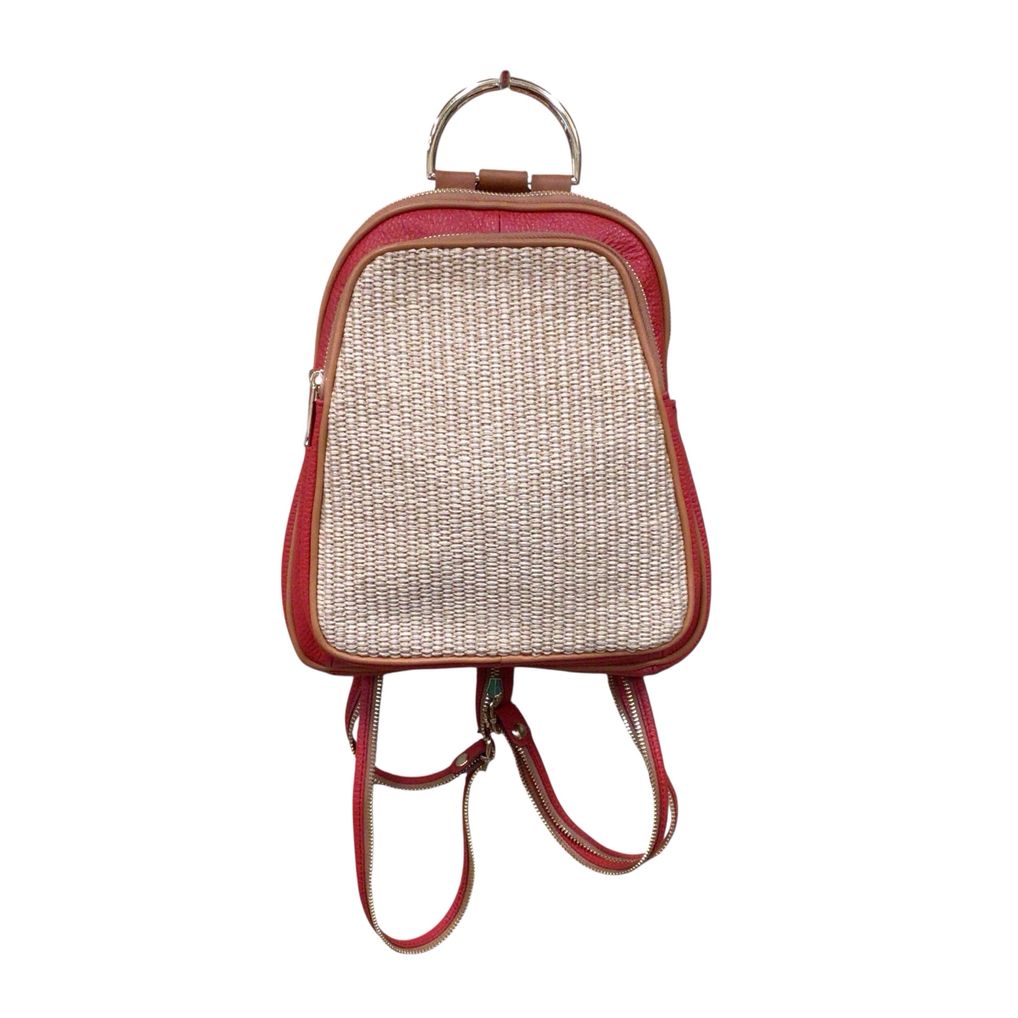 Valentina Red Genuine Italian Leather Dome Backpack