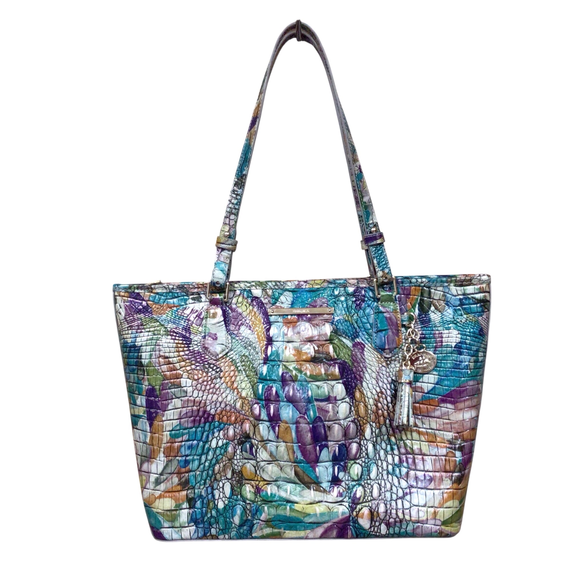 Brahmin Medium Asher "Flourish Melbourne" Croc-Embossed Leather Shoulder Bag