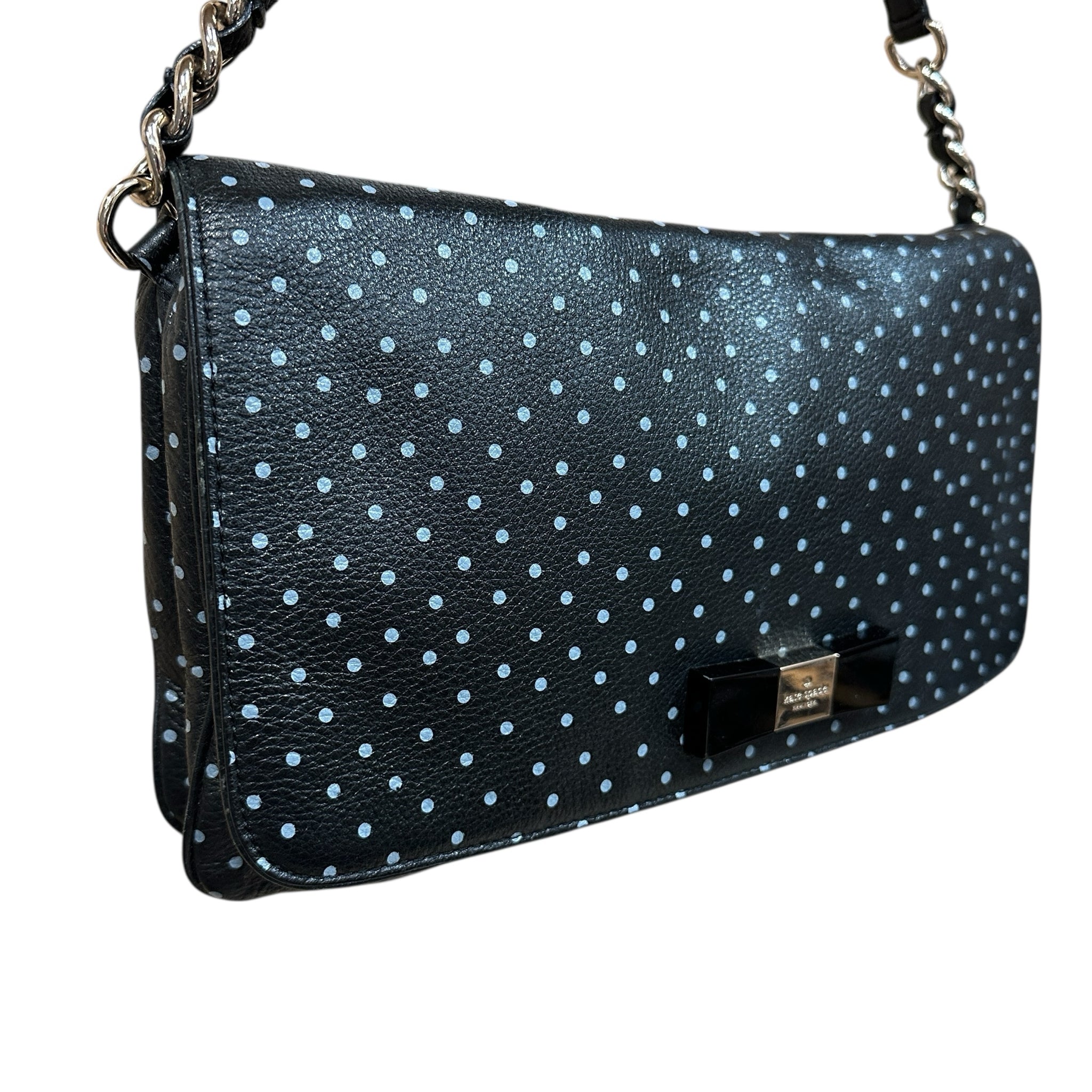 Kate Spade Leather Polka Dot Fold Over Shoulder Bag