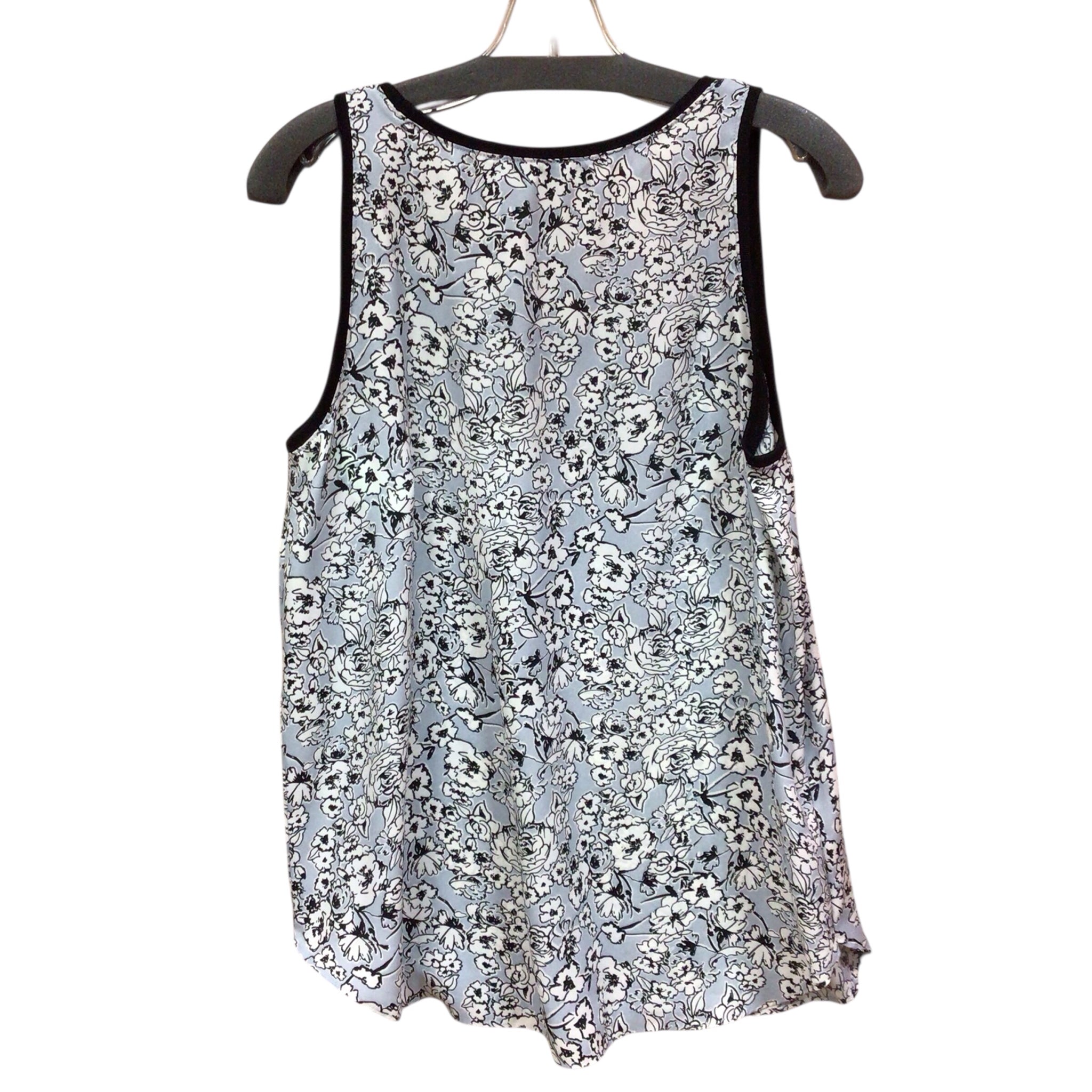 Loft Blue/Black/White Floral Sleeveless Top Size Medium