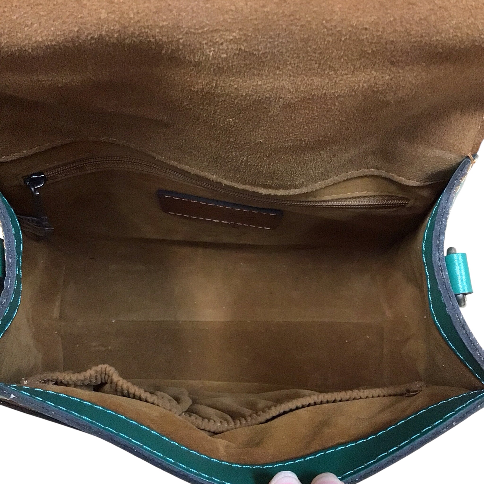 Patricia Nash "Chauncey" Beautiful Girl Teal Leather Crossbody Satchel
