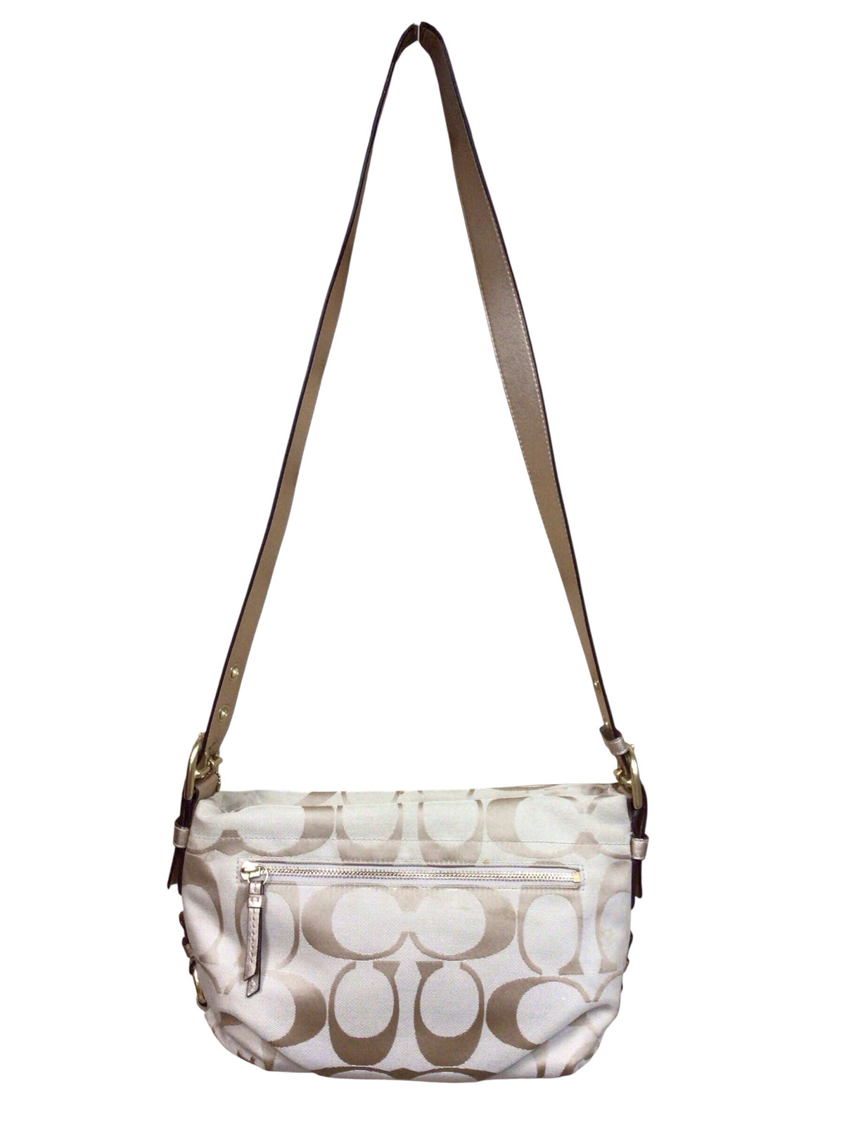Coach F15068 East-West Hobo Gold & Tan Signature Shoulder Bag