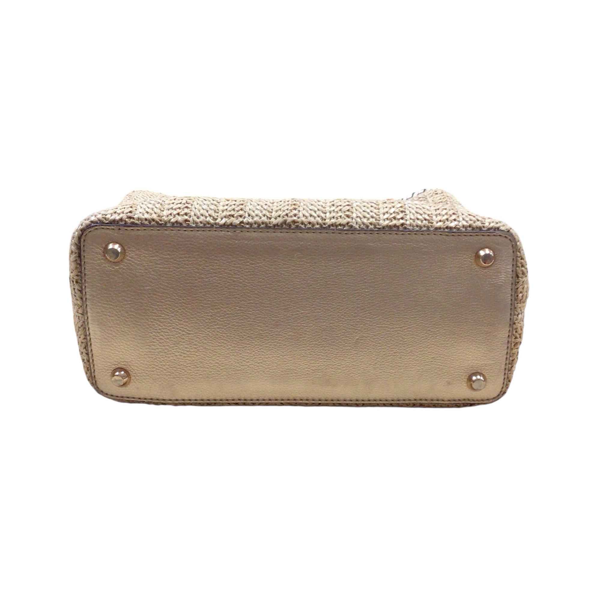 Michael Kors "Rosalie" Woven Straw & Leather Shoulder Bag