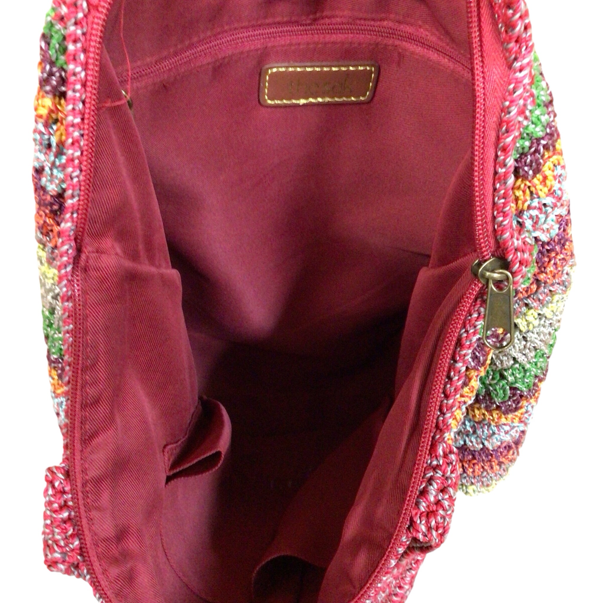 The Sak Multi-Color Striped Boho Crochet Shoulder Bag