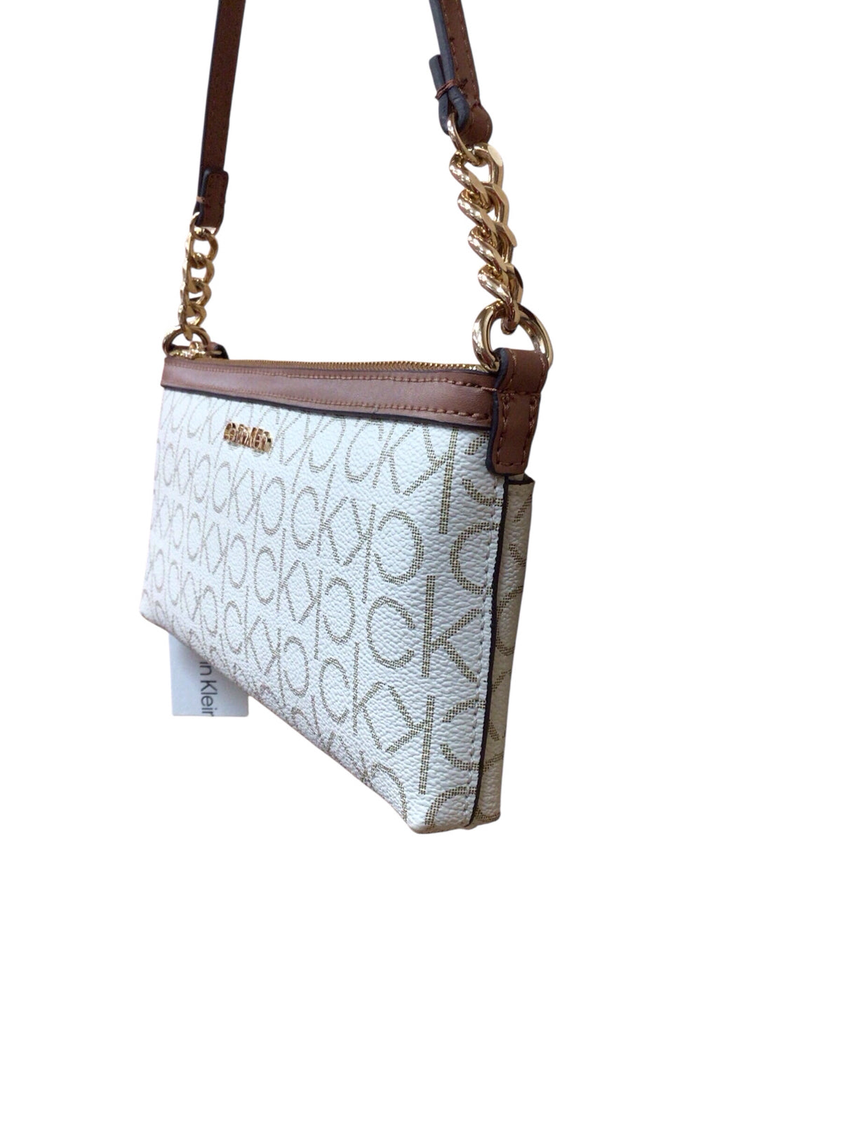 Calvin Klein Cream & Brown Signature Purse NWT