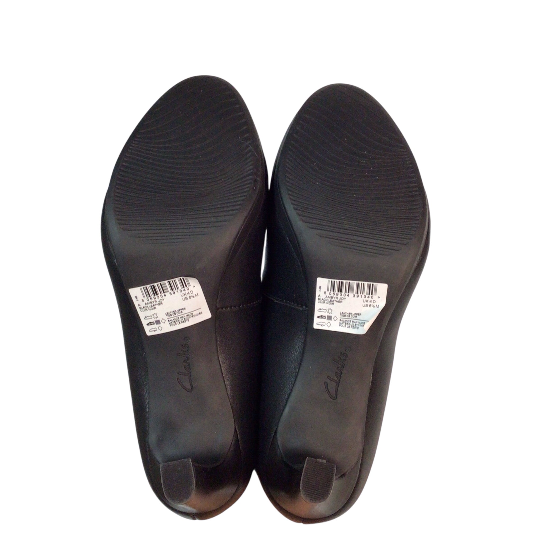 Clarks Amber Joy Black Leather Heels Size 6.5
