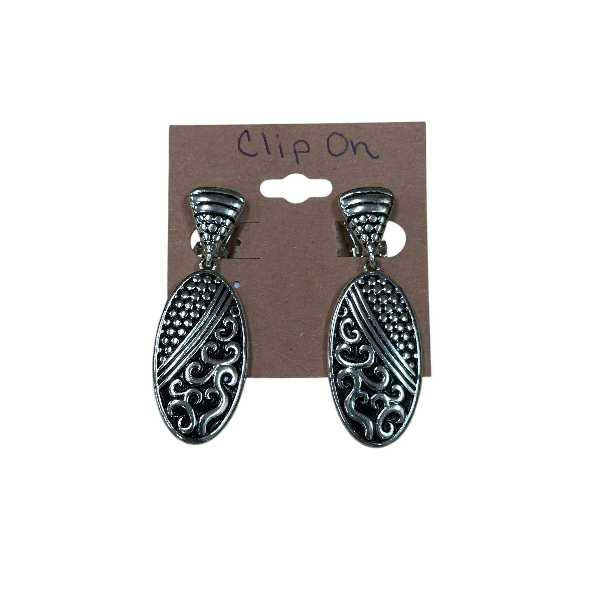 Silver Plated Statement Clip On Earrings