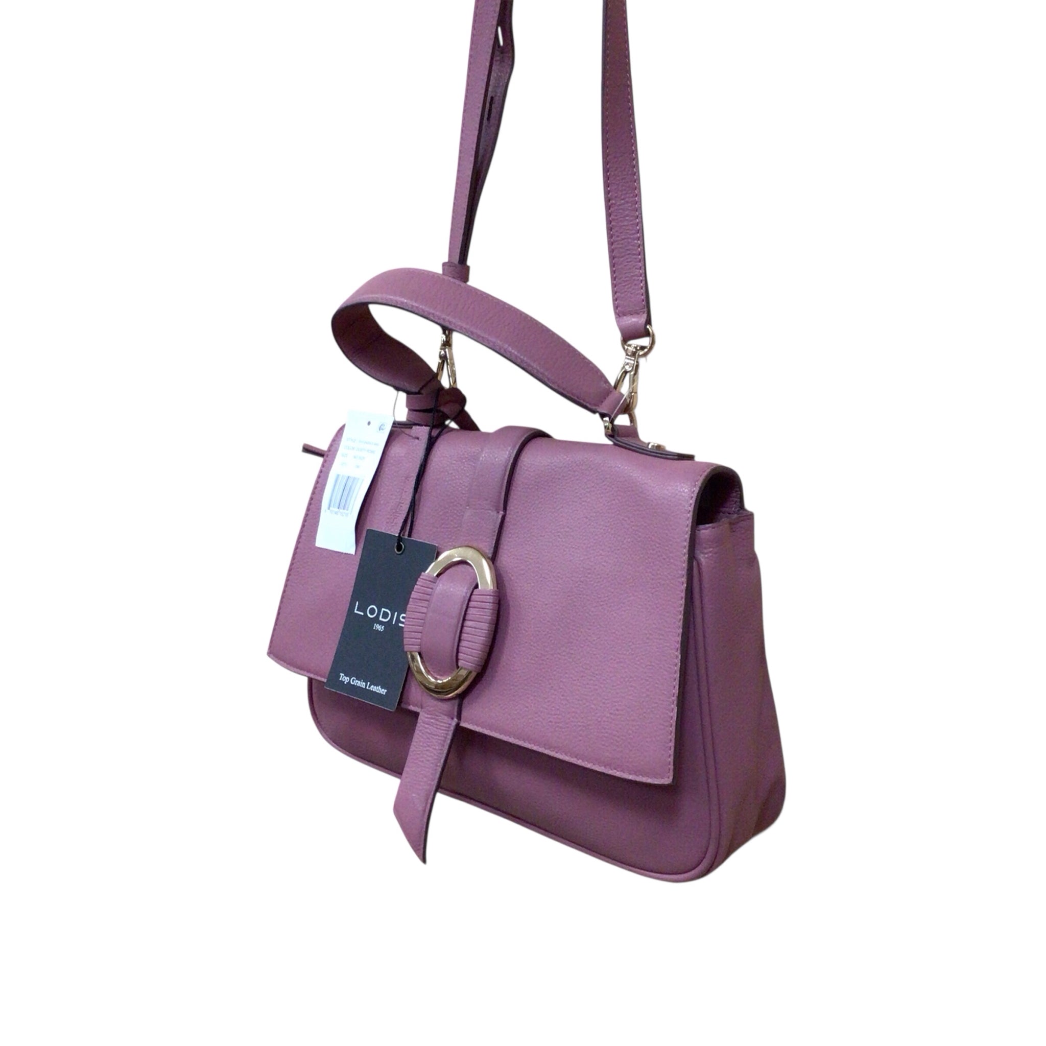 Lodis "Eva" Mauve Colored Leather Crossbody Saddle Bag