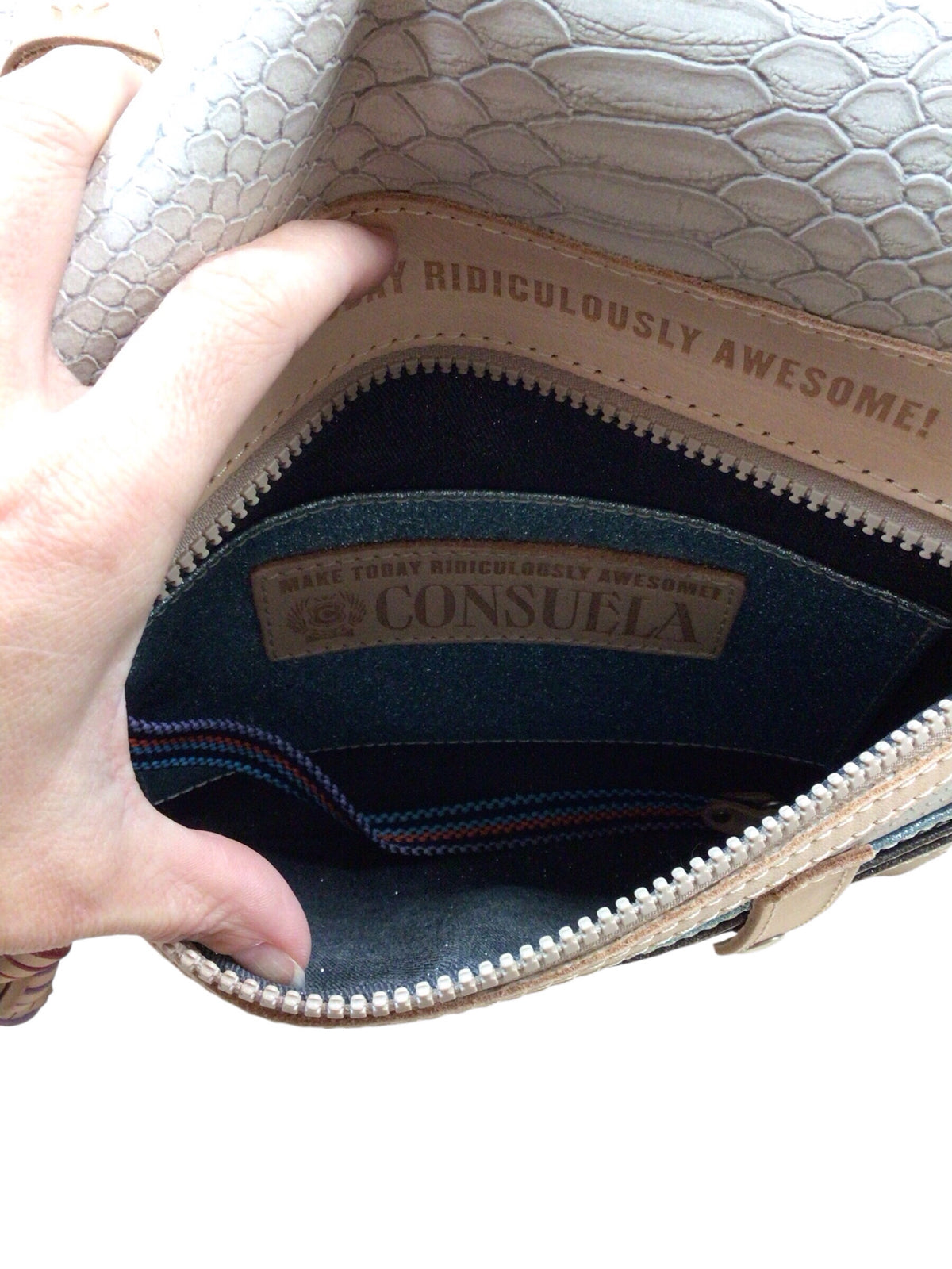 Consuela "Metro Thunderbird" Gray Leather Crossbody