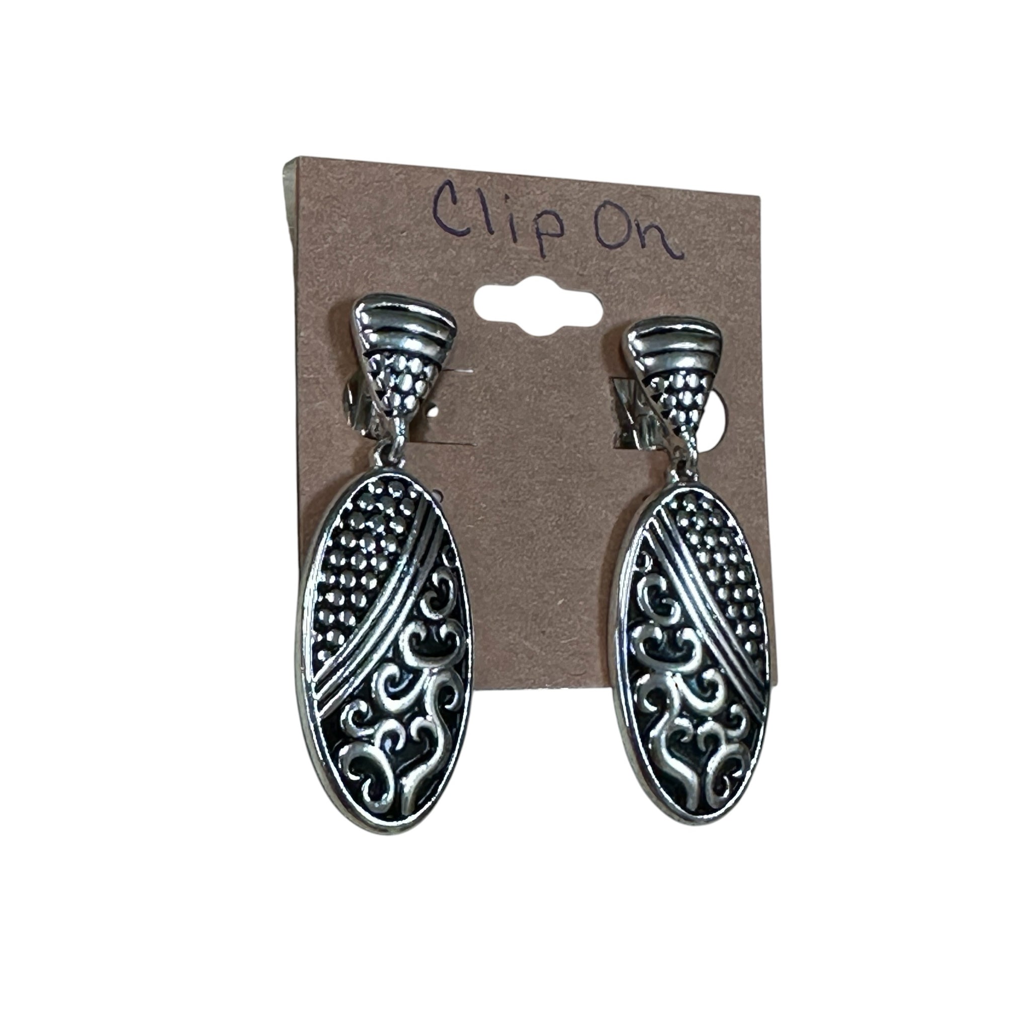 Silver Plated Statement Clip On Earrings