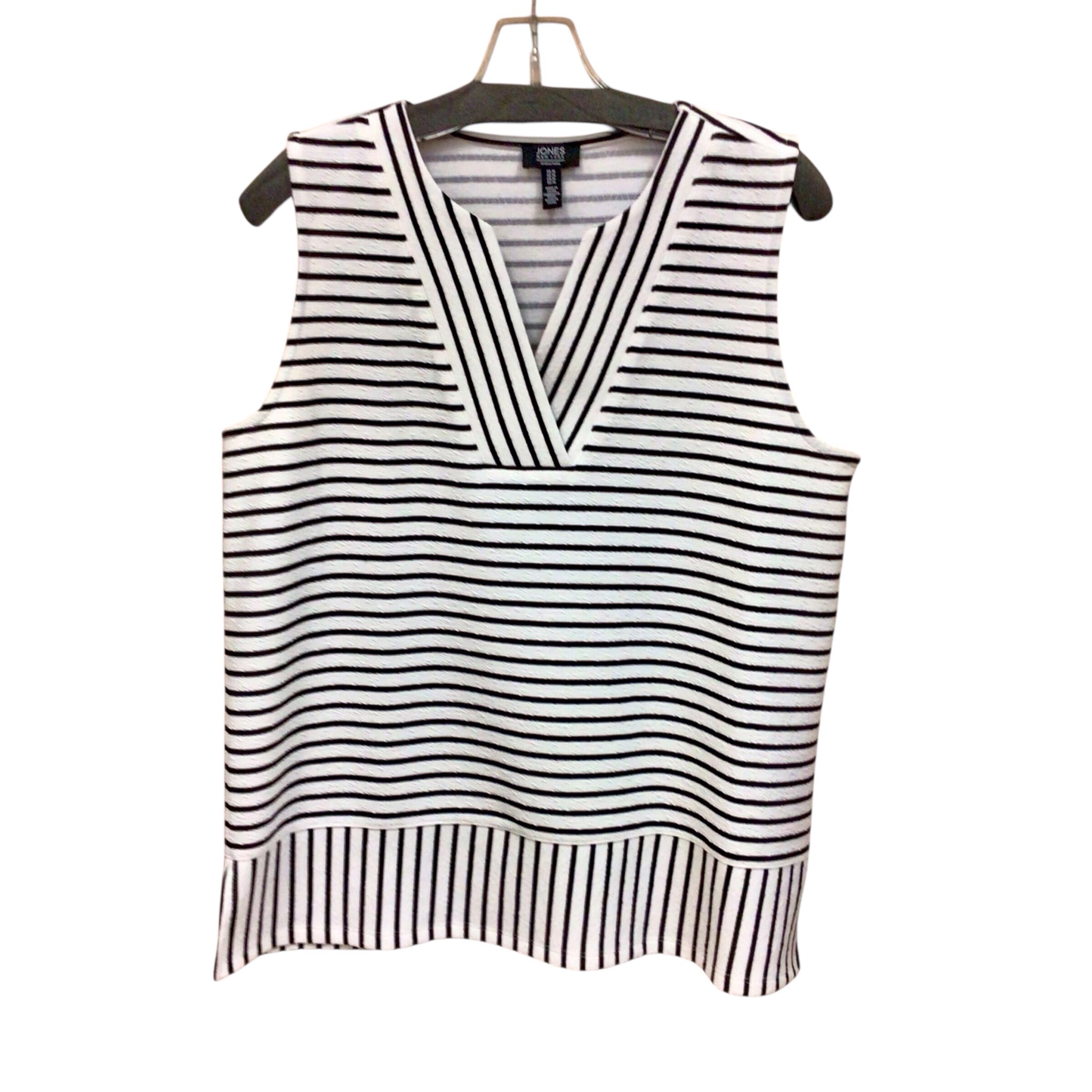 Jones New York Black & White Striped Sleeveless Top Size Medium