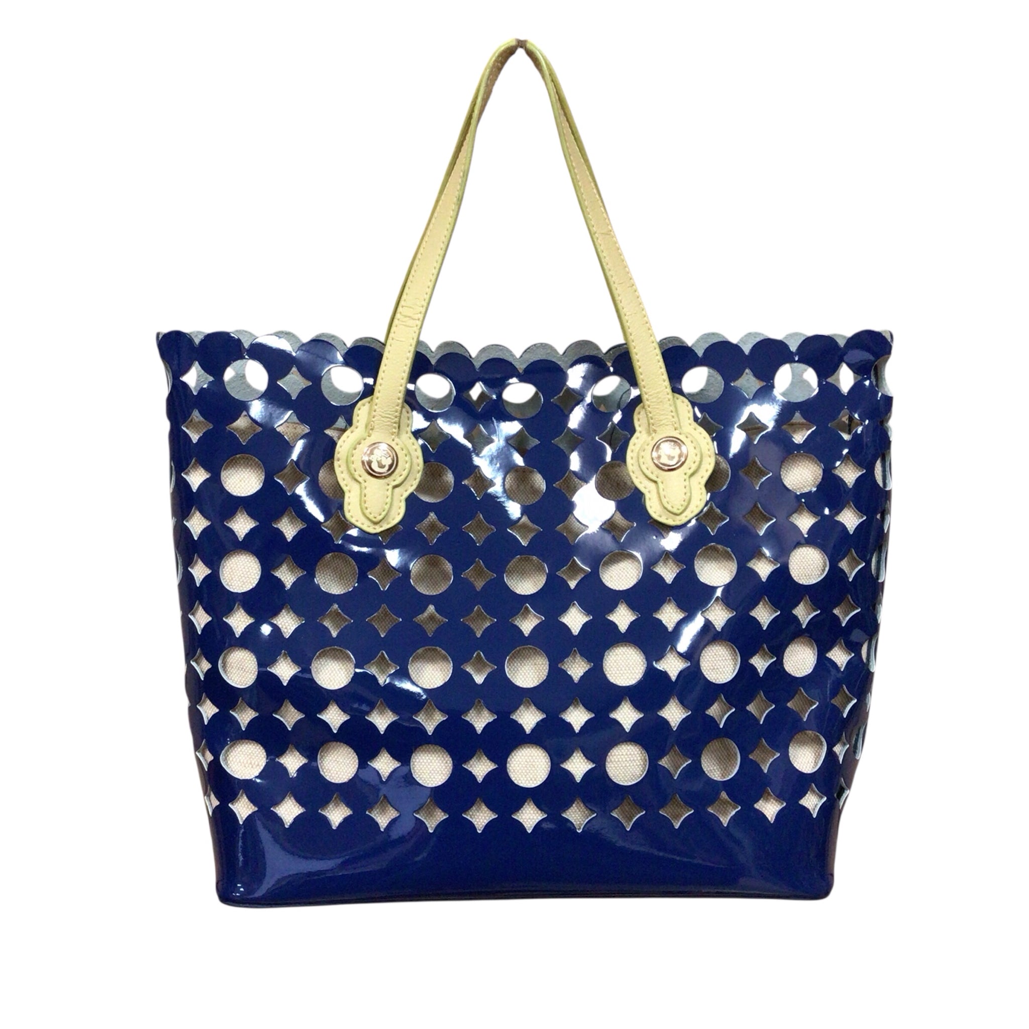 Spartina 449 "Daisy Dash" Blue Patent Leather Tote