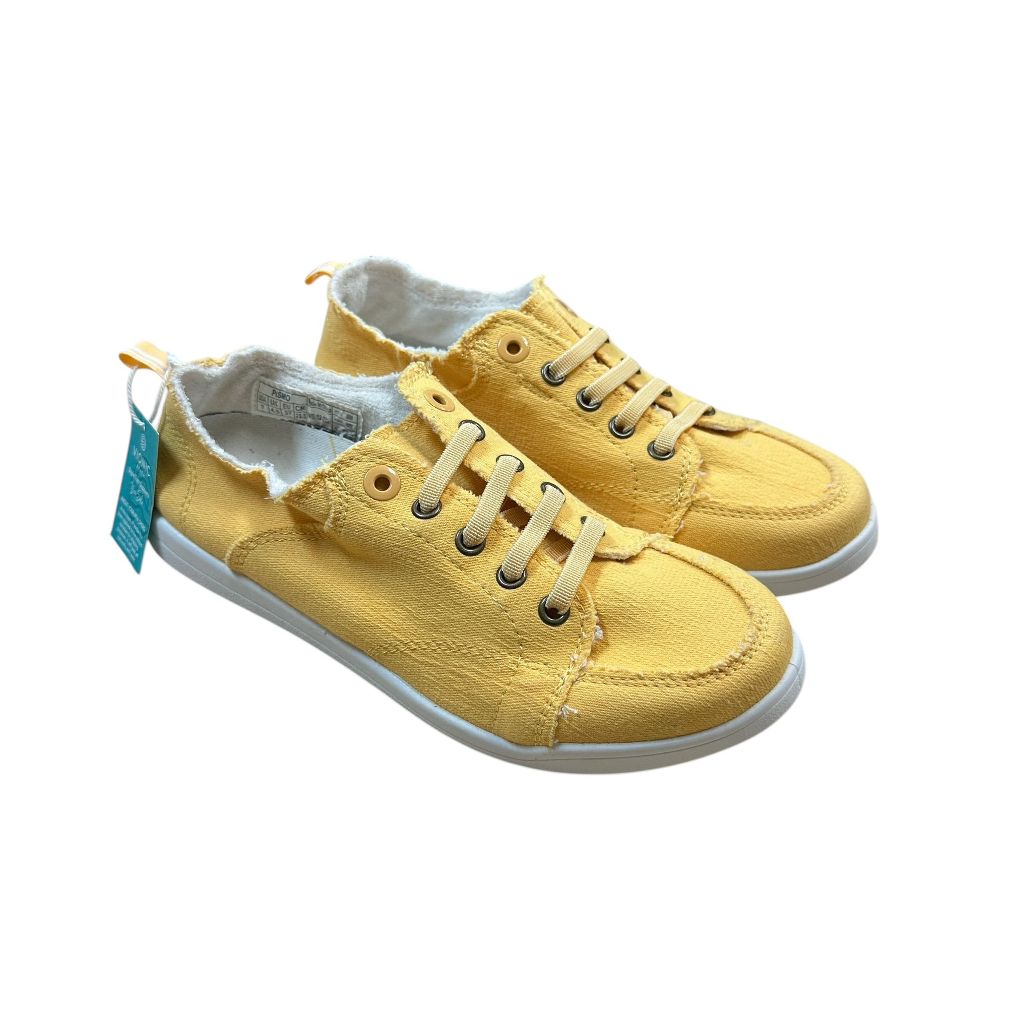 Vionic "Pismo" Yellow Beach Canvas Washable Sneakers Size 7