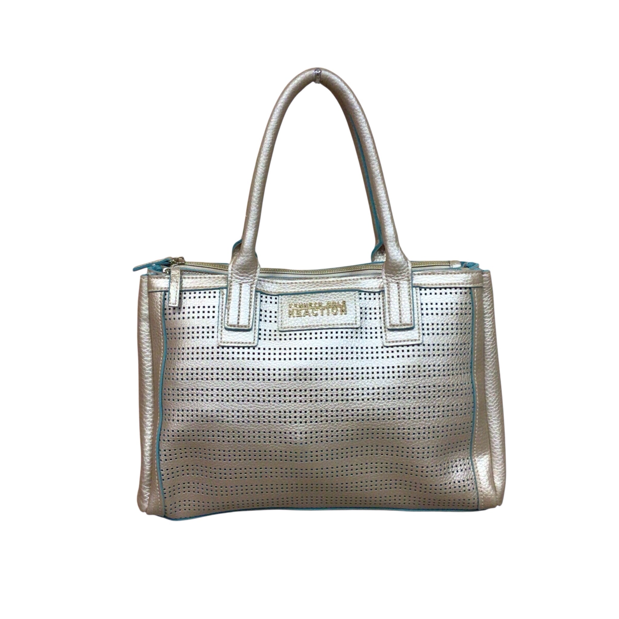 Kenneth Cole Reaction Metallic Gold & Teal Satchel Bag