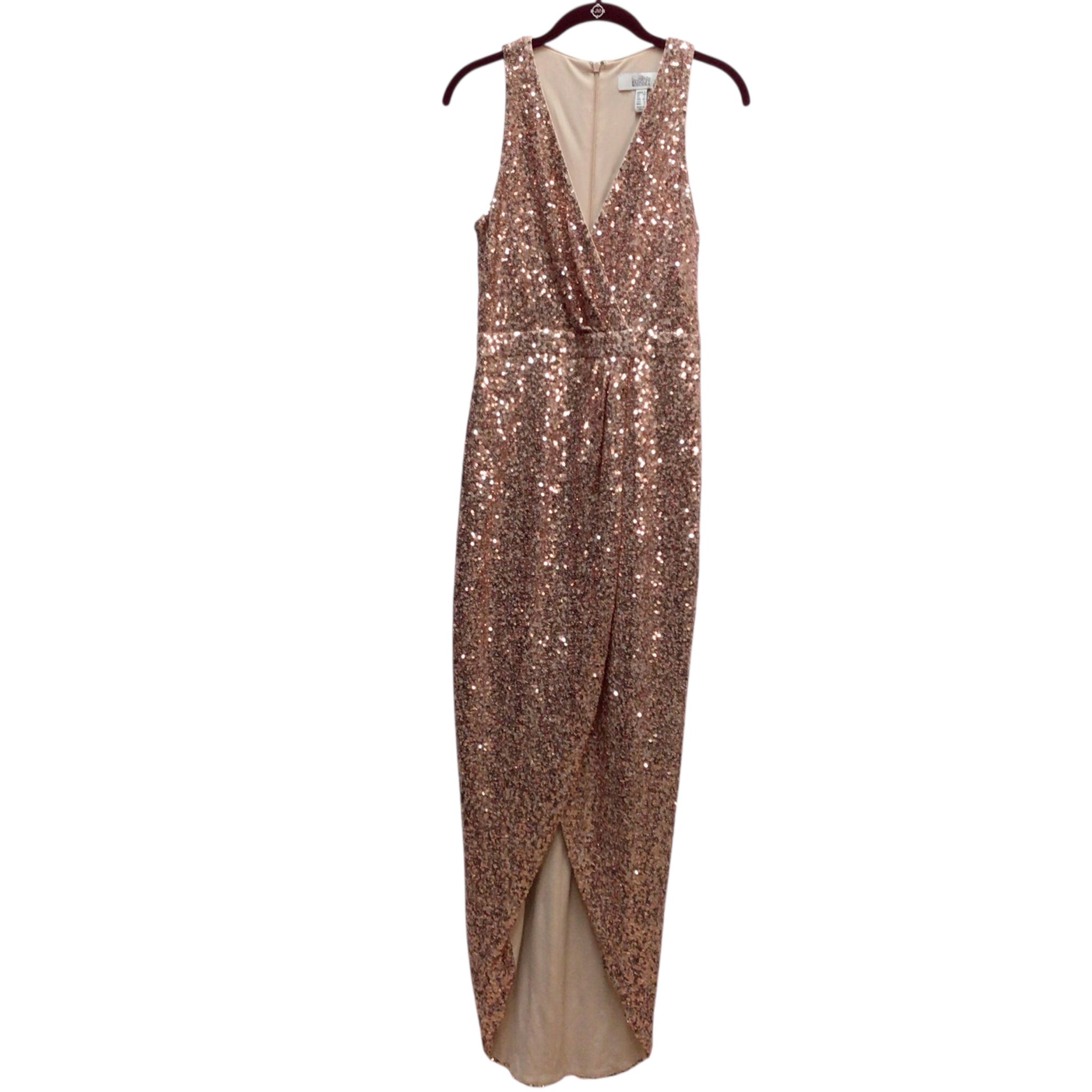 Belle Badgley Mischka Rose Gold Sleeveless Sequin Dress Size 2