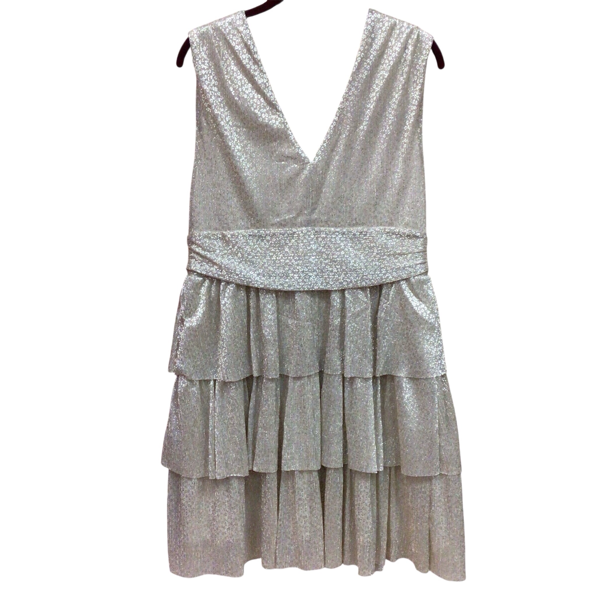 Lilly Pulitzer "Faye" Sleeveless Metallic Ruffle Cocktail Dress Size Large