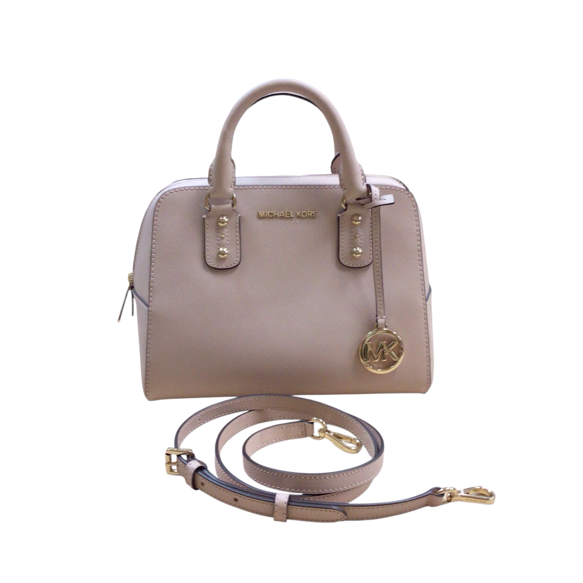 Michael Kors "Sandrine" Pink Saffiano Leather Satchel Crossbody Bag