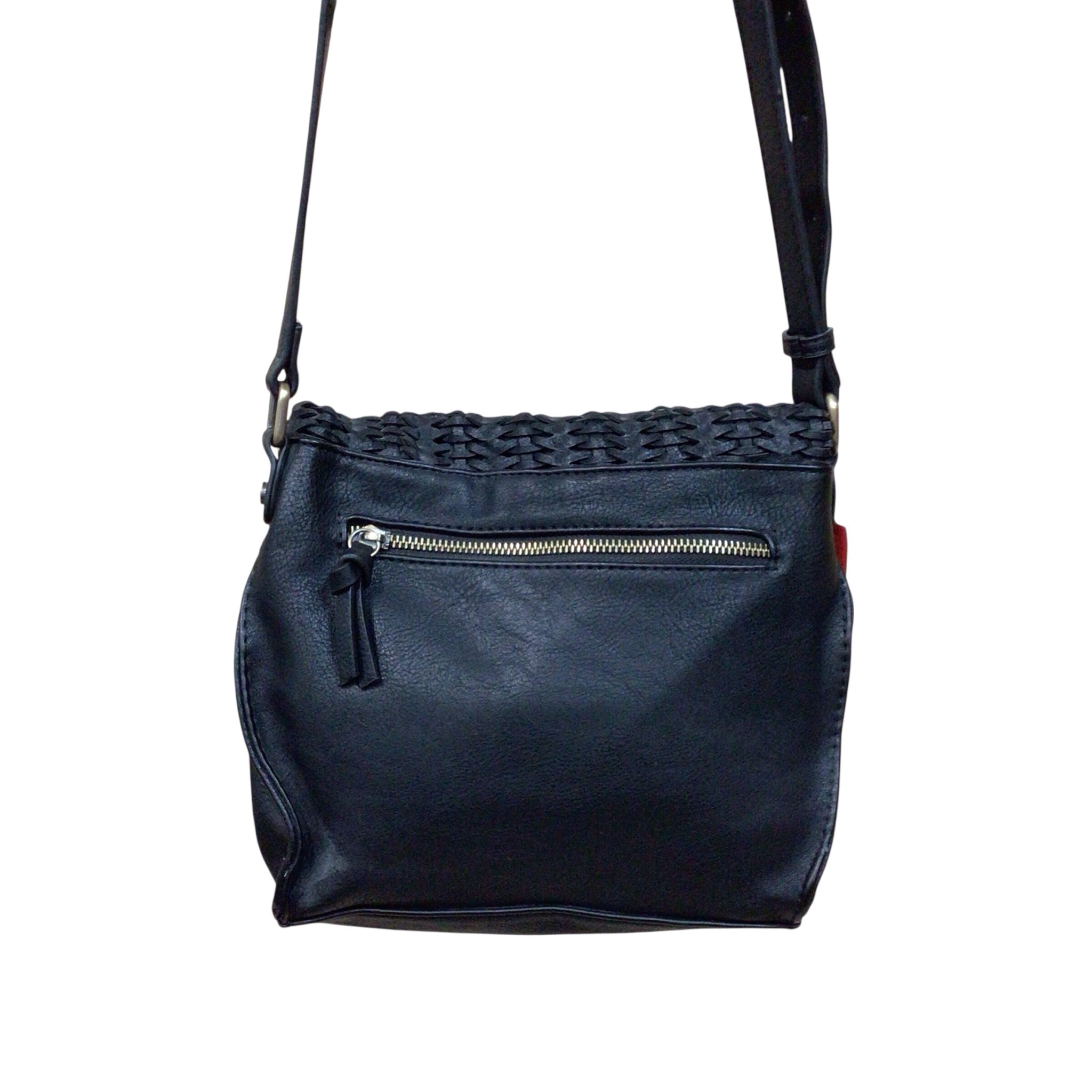 Sasha & Sofi Faux Leather Black Woven Crossbody