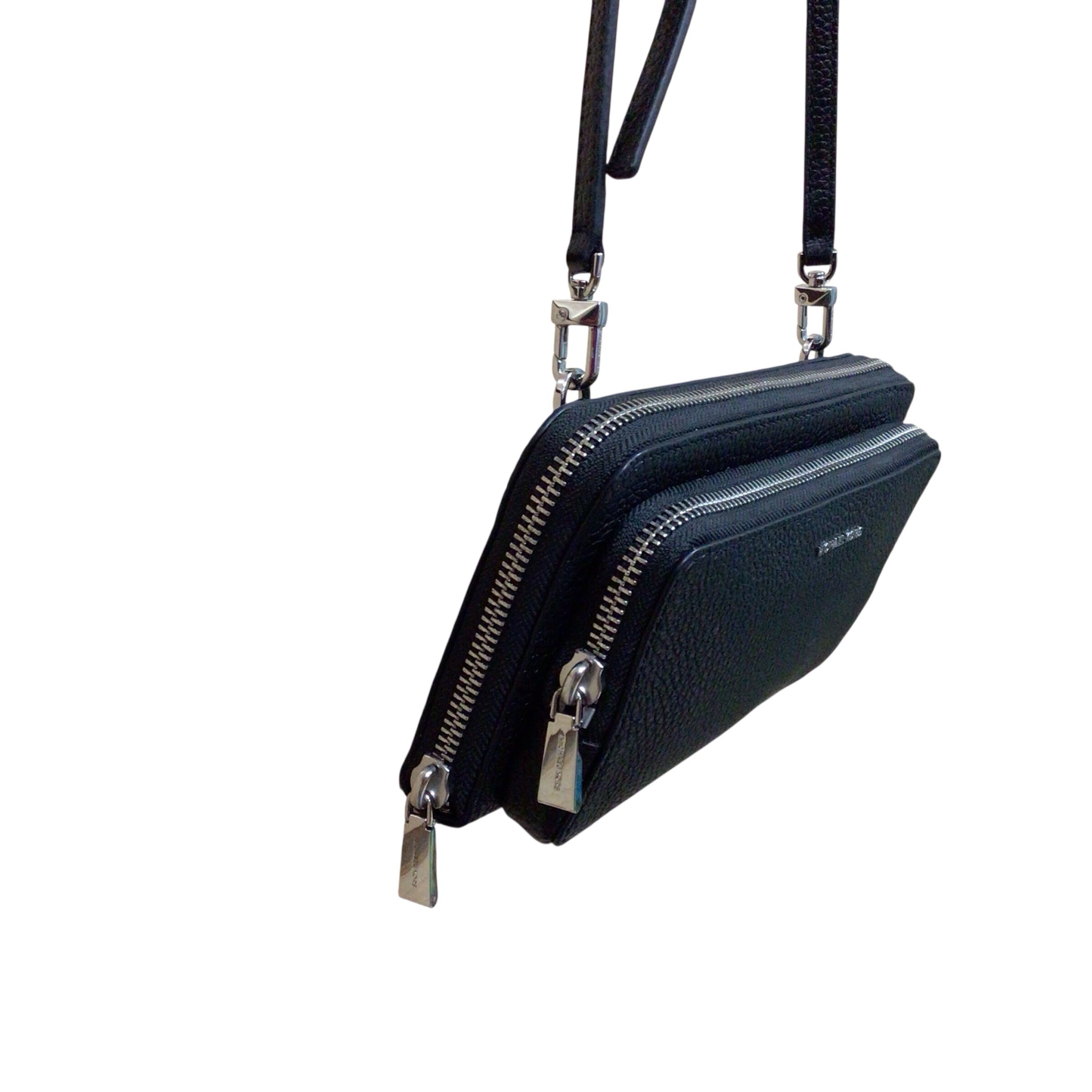 Michael Kors Black Pebbled Leather Crossbody Wallet