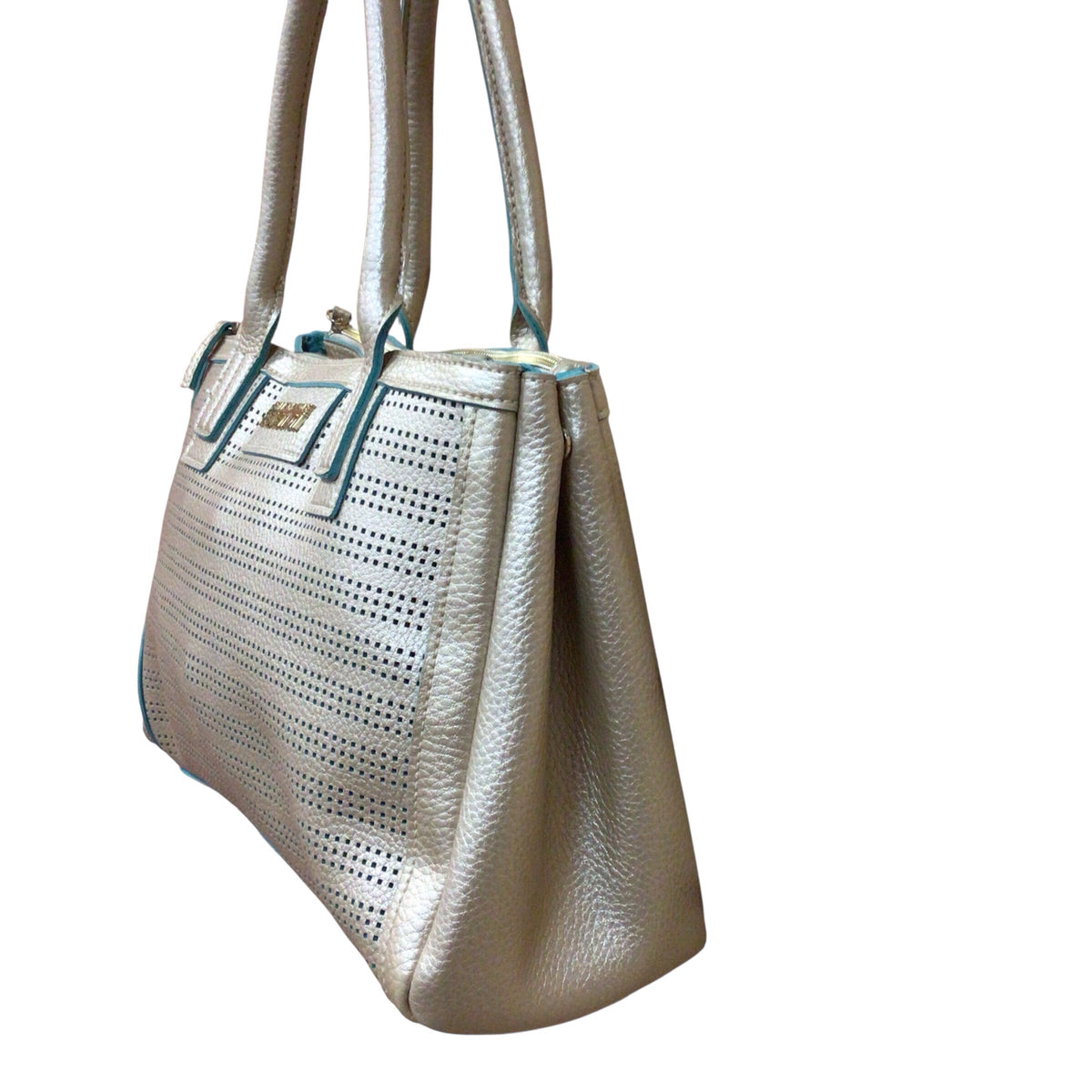 Kenneth Cole Reaction Metallic Gold & Teal Satchel Bag